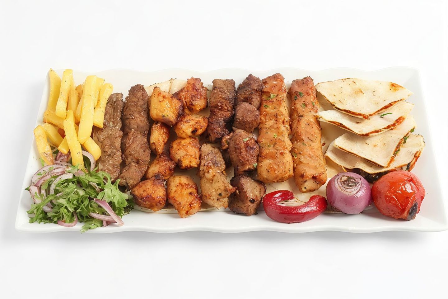 نص كيلو مشاوي سبعة اسياخ