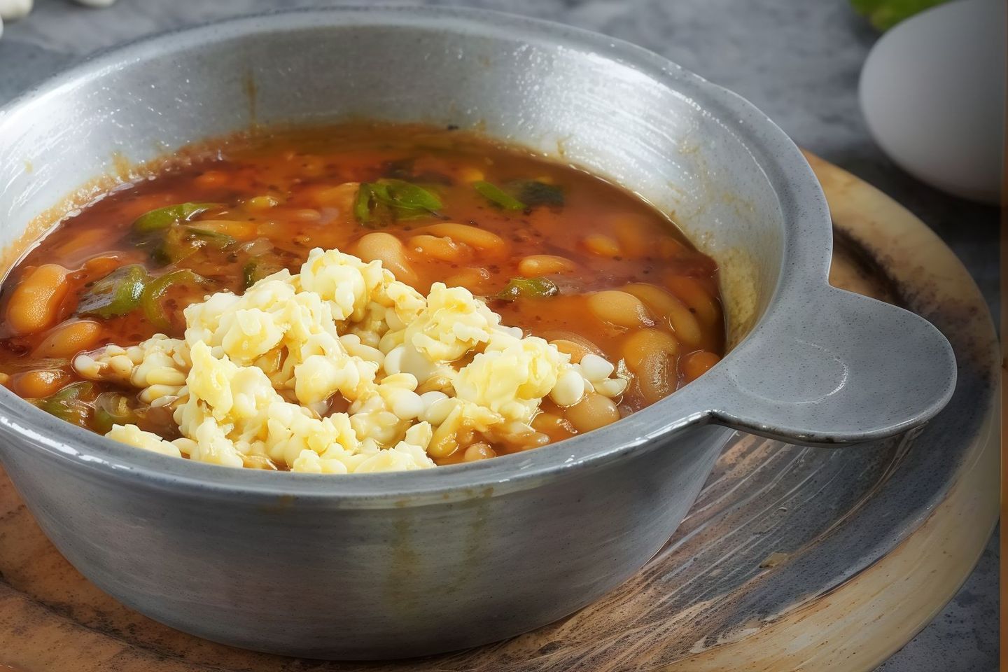 Wet White Beans With Eggs