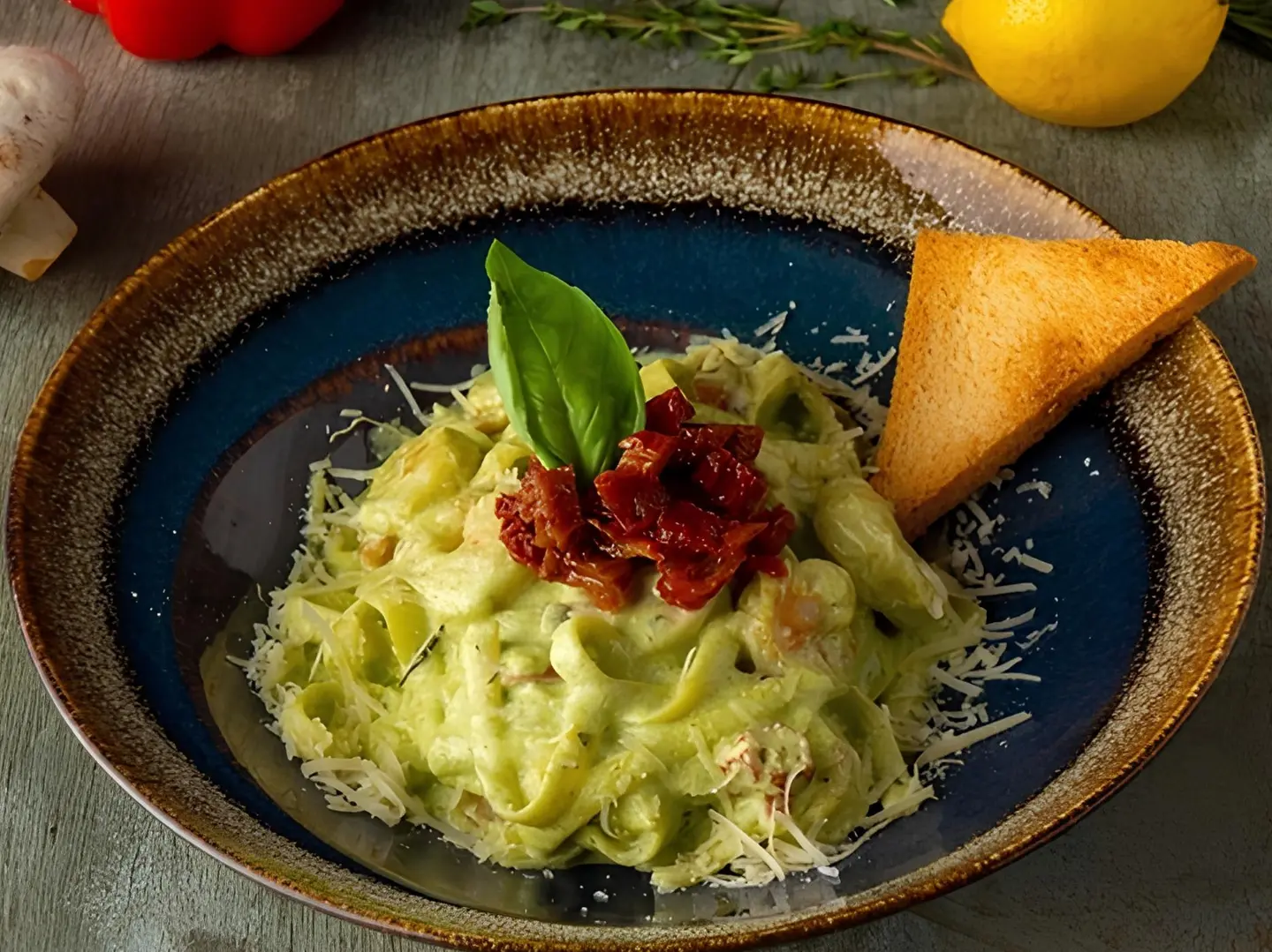 Shrimp Pasta With Pesto