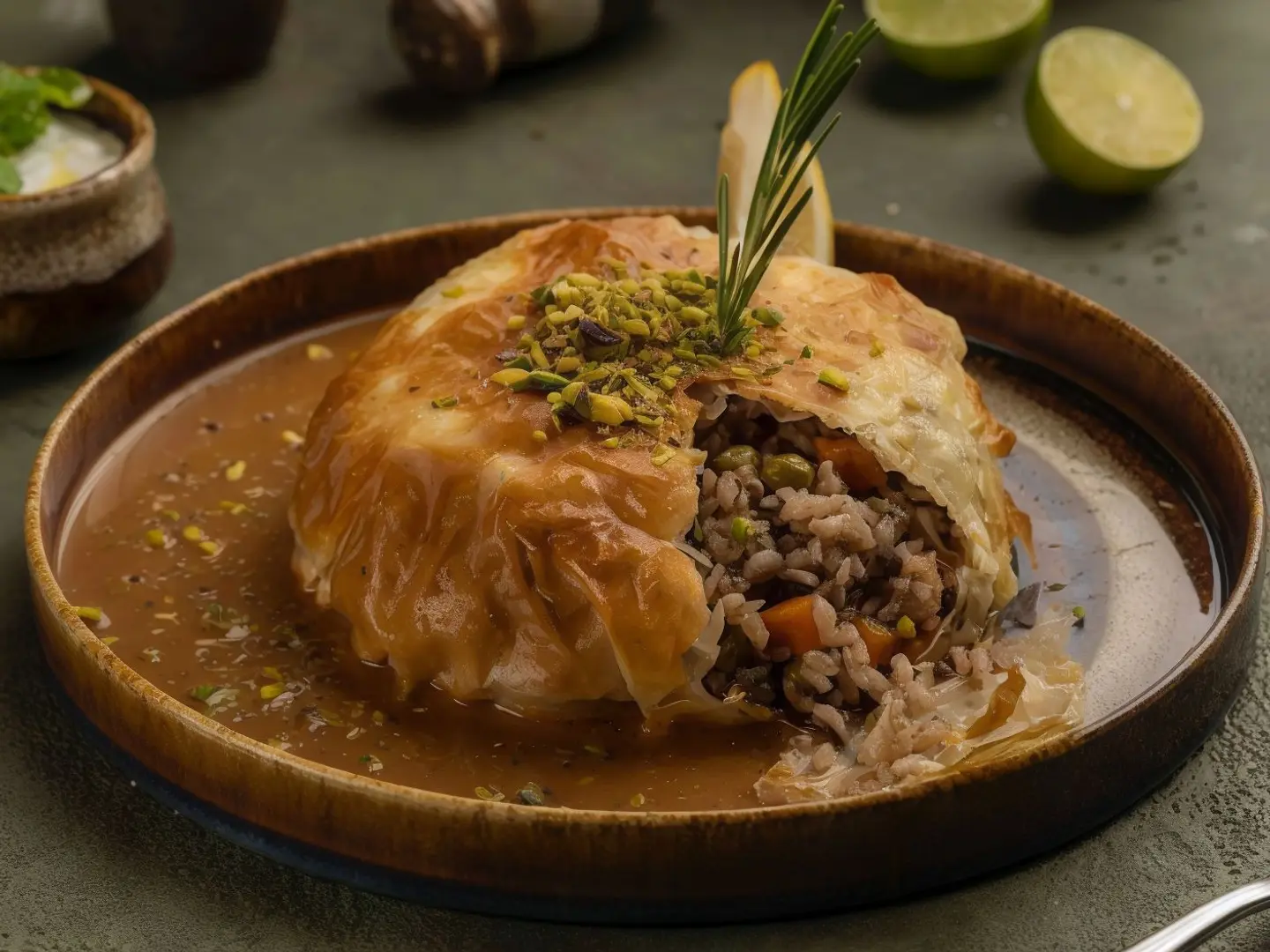 Ouzi With Baklava Dough