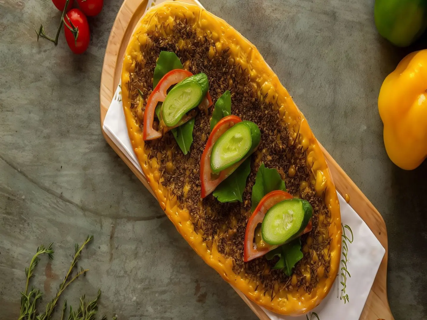 Zaatar Manoushe With Vegetables