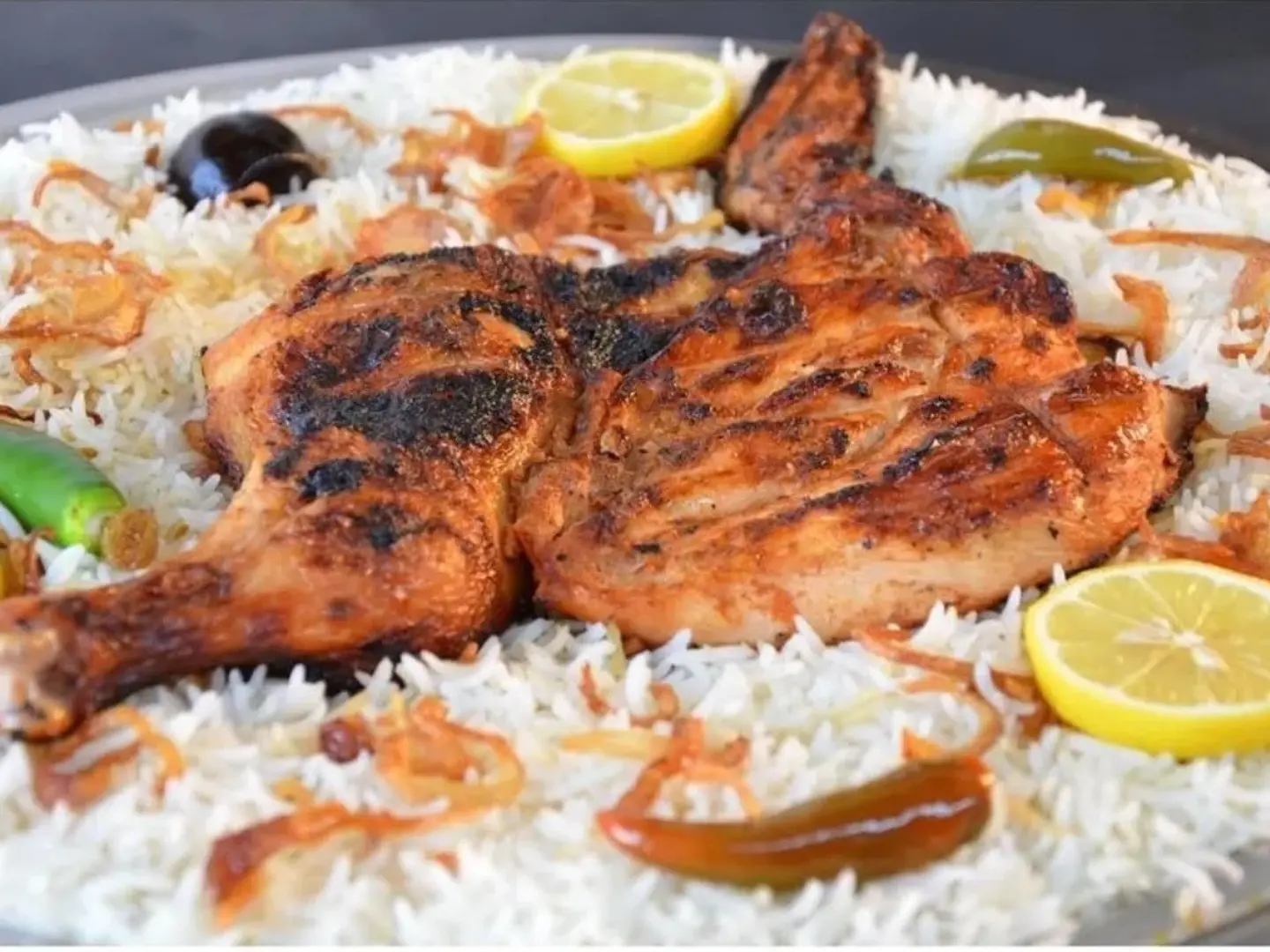 Chicken On Charcoal With Rice