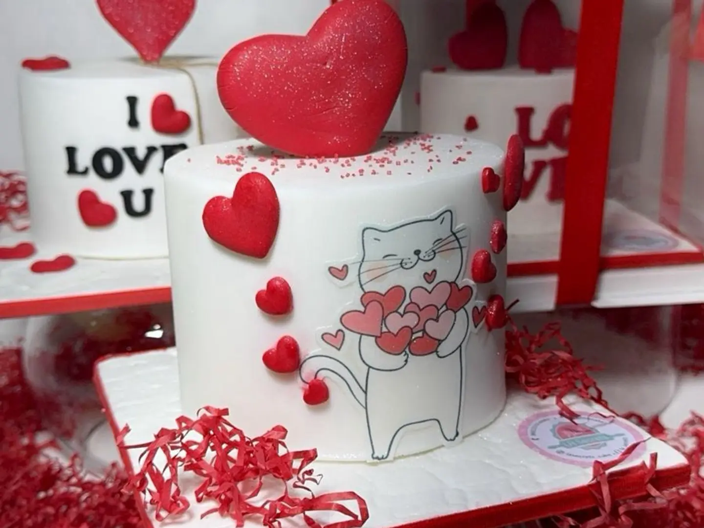 كيك عيد الحب القطة