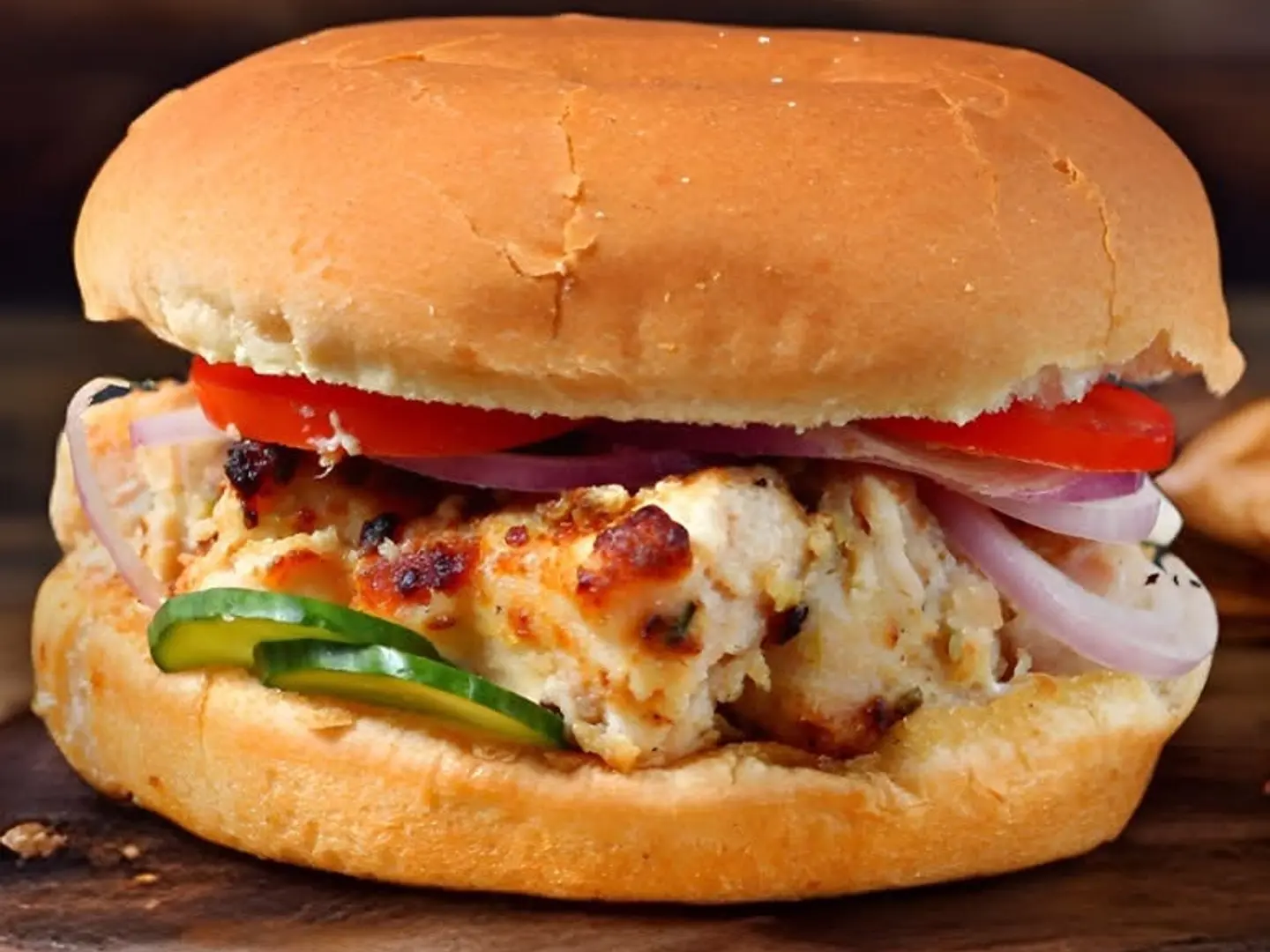Chicken Tikka Boti Bun Kabab