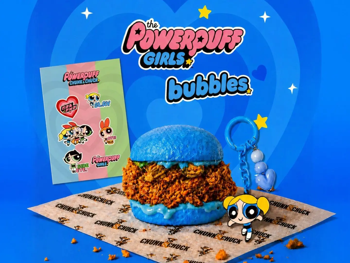 Burger, Keyring Bubbles With Stickers