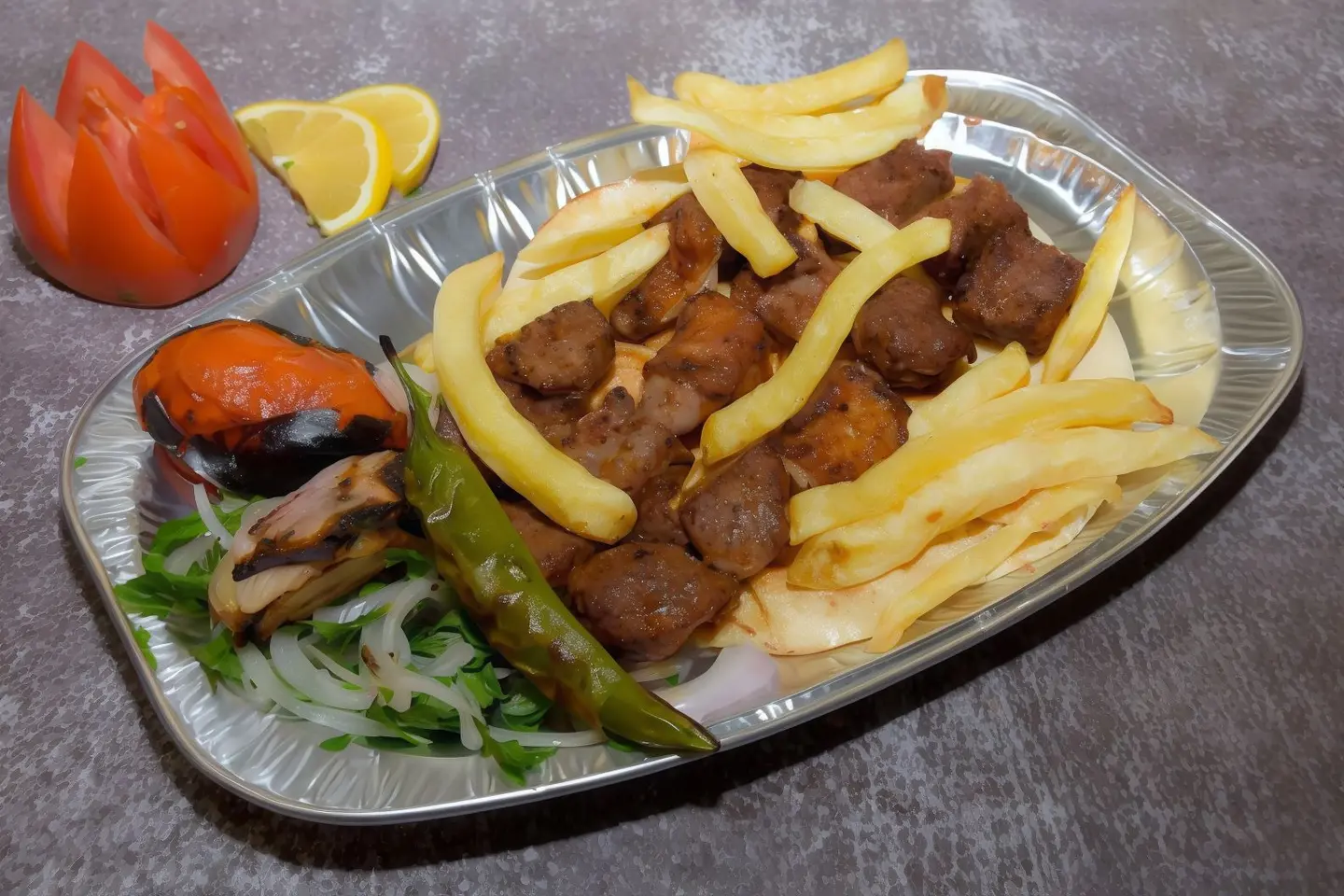 لحم حار نار صحن