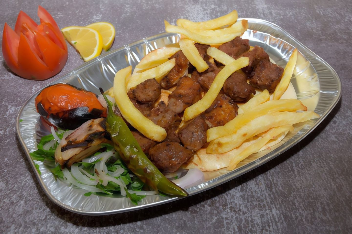 لحم حار نار صحن