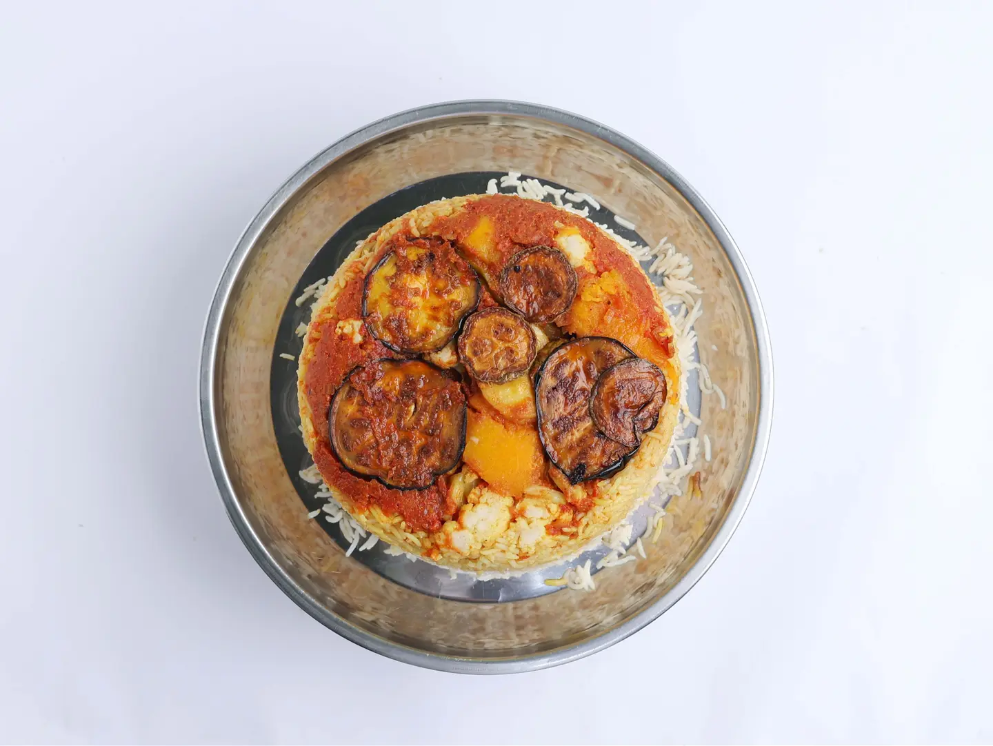 نصف حبة دجاج مقلوبة
