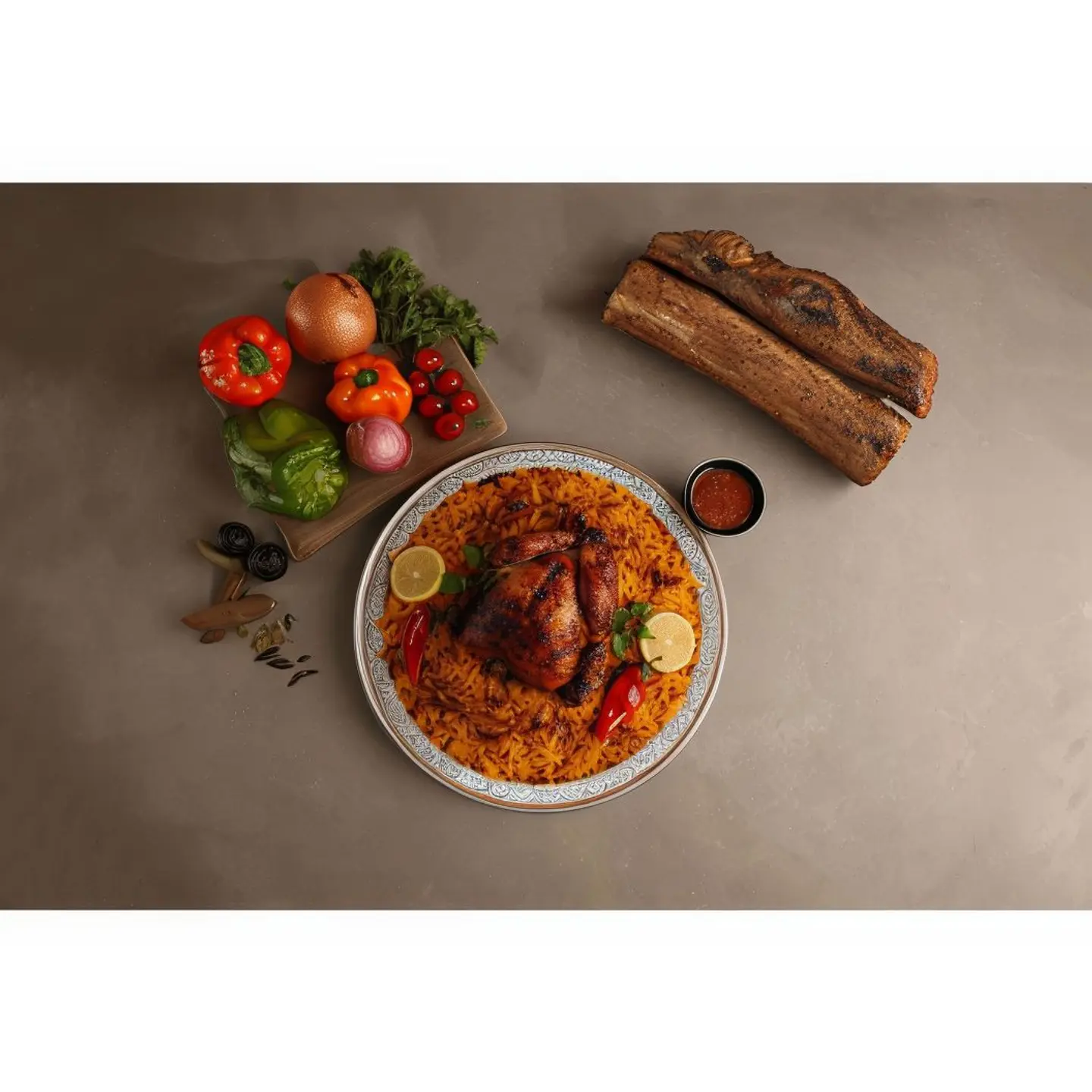 Grilled Spiced Whole Chicken With Dassman Kabsah Rice