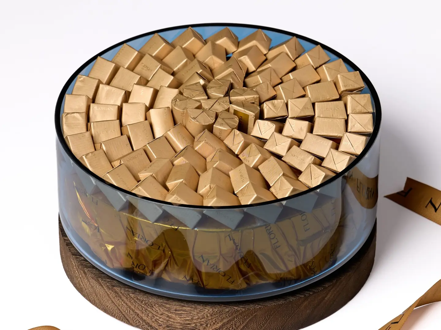 Chocolate Tray With A Glass And Wood