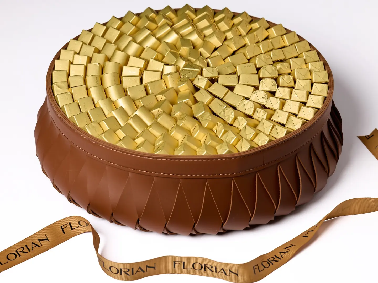 Leather Round Brown Basket