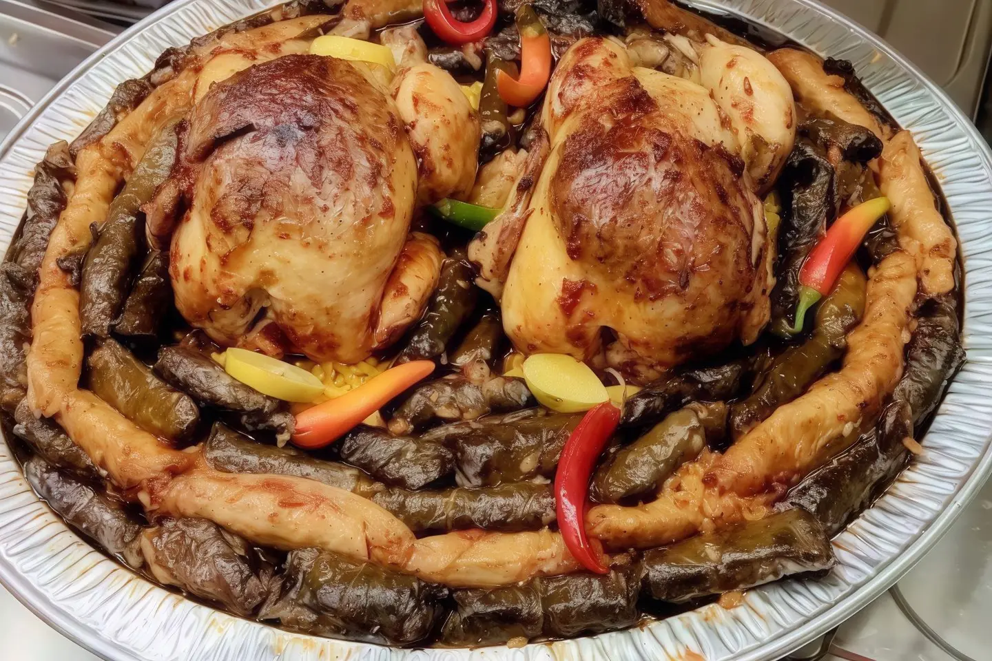 صينية المحاشي مع الدجاج