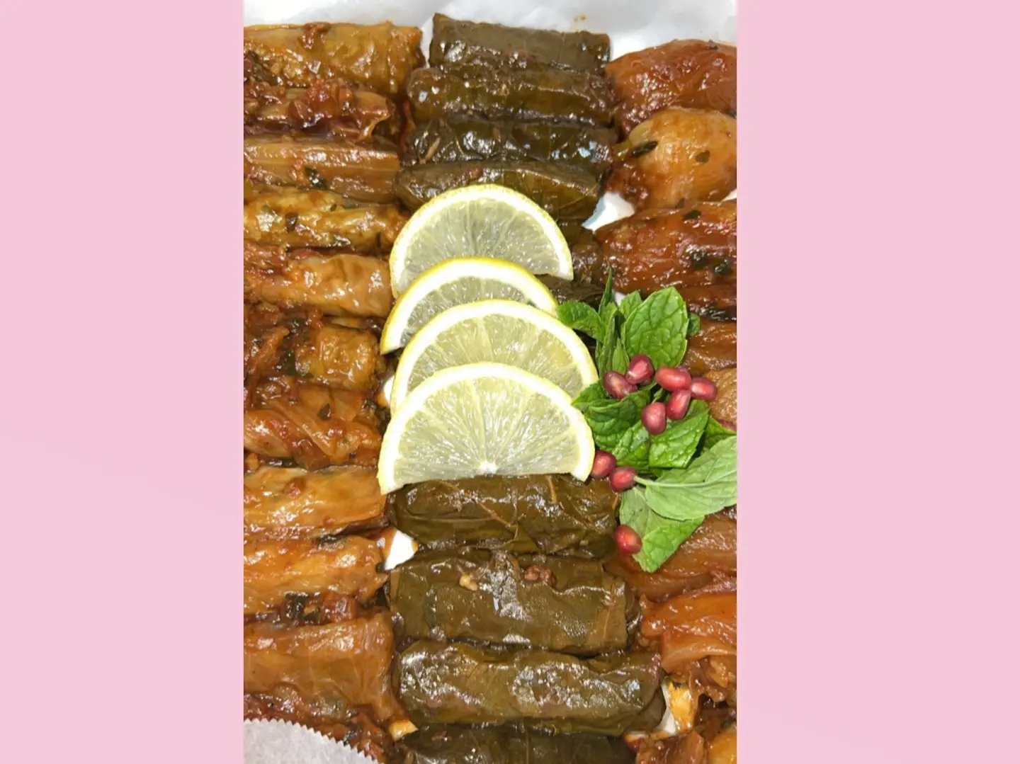 Mixed Stuffed Platter: Stuffed Cabbage, Stuffed Grape Leaves, And Stuffed Onions