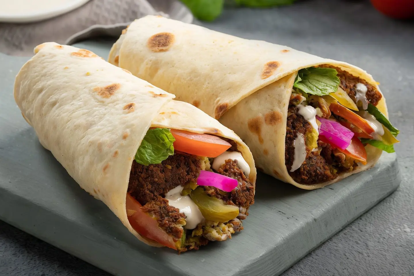 Falafel Sandwich Sajj Bread With Eggs