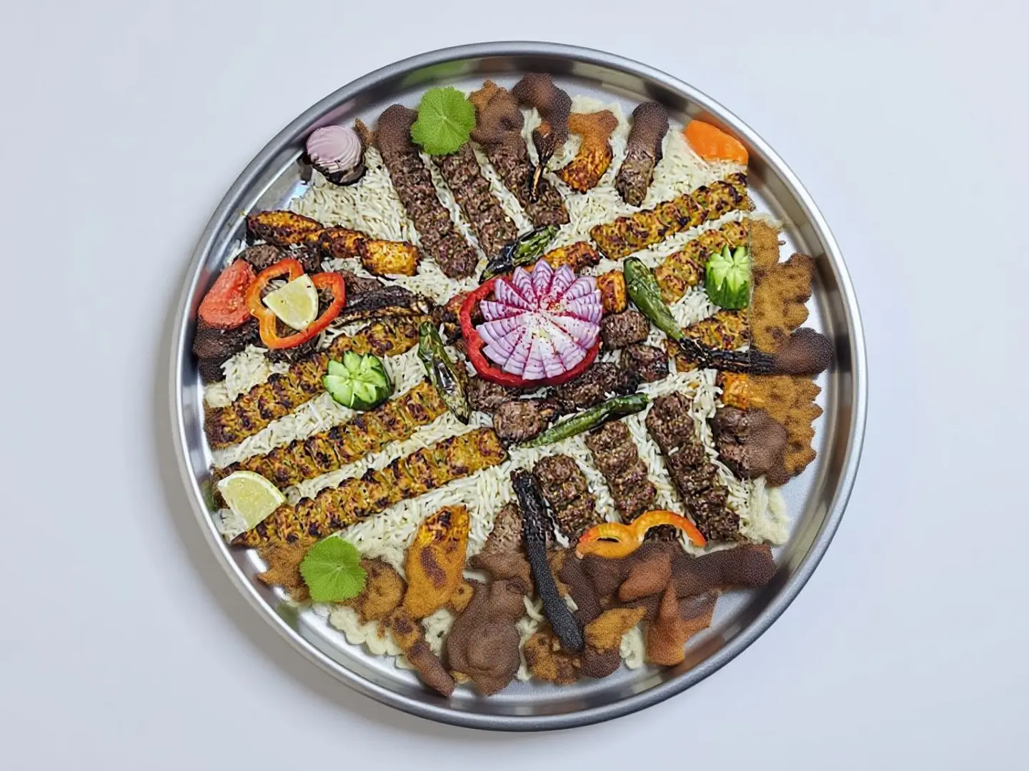 صحن مشكل مشاوي مع الرز كبير