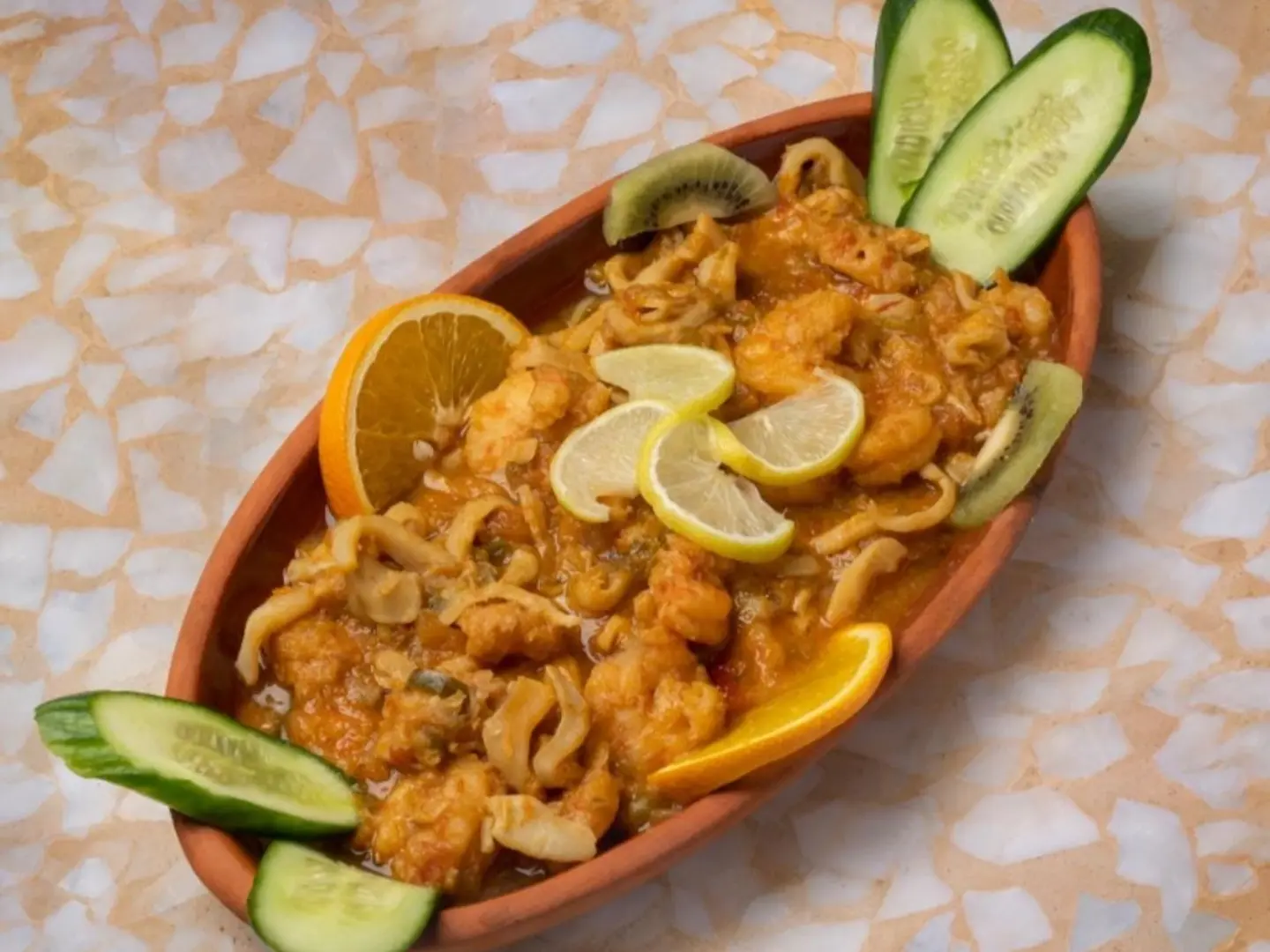 Al Basali Calamari And Shrimp Tagine