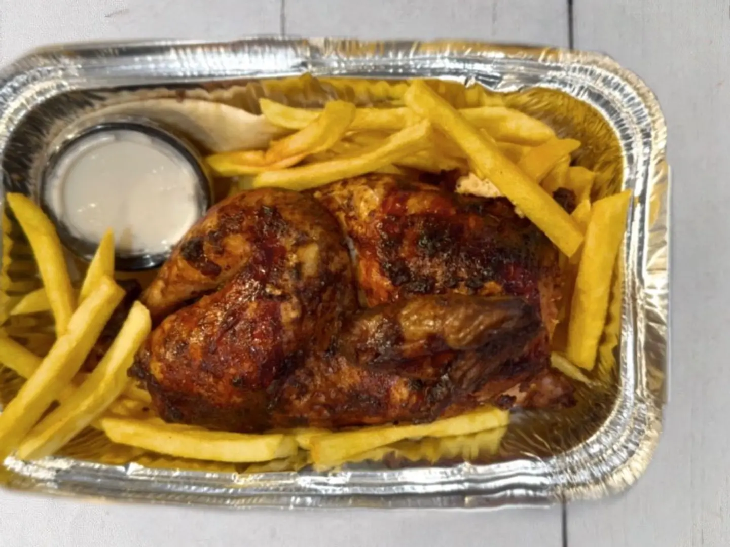 Half Wooden Grilled Chicken With Fries