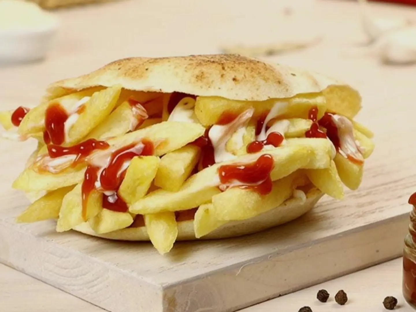 ساندوتش بطاطس كاتشب مايونيز