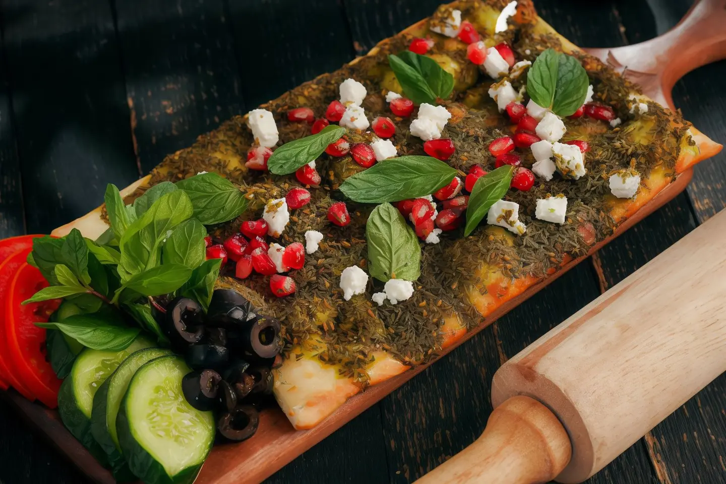 منقوشة زعتر مع جبن الفيتا