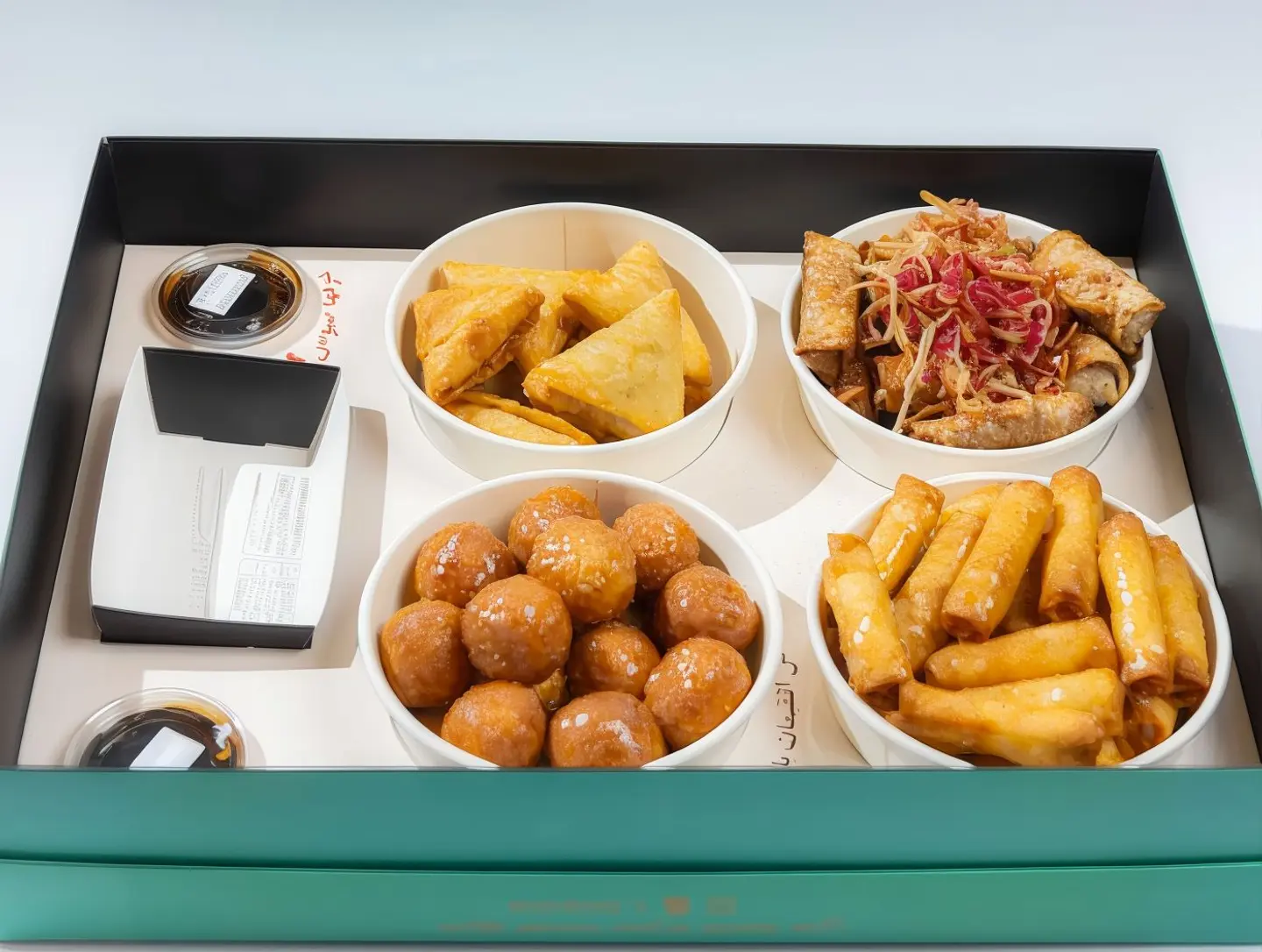 بوكس حالي و مالح أصابع جبن ولقيمات شعرية جبن ومسخن وسمبوسة مشكل