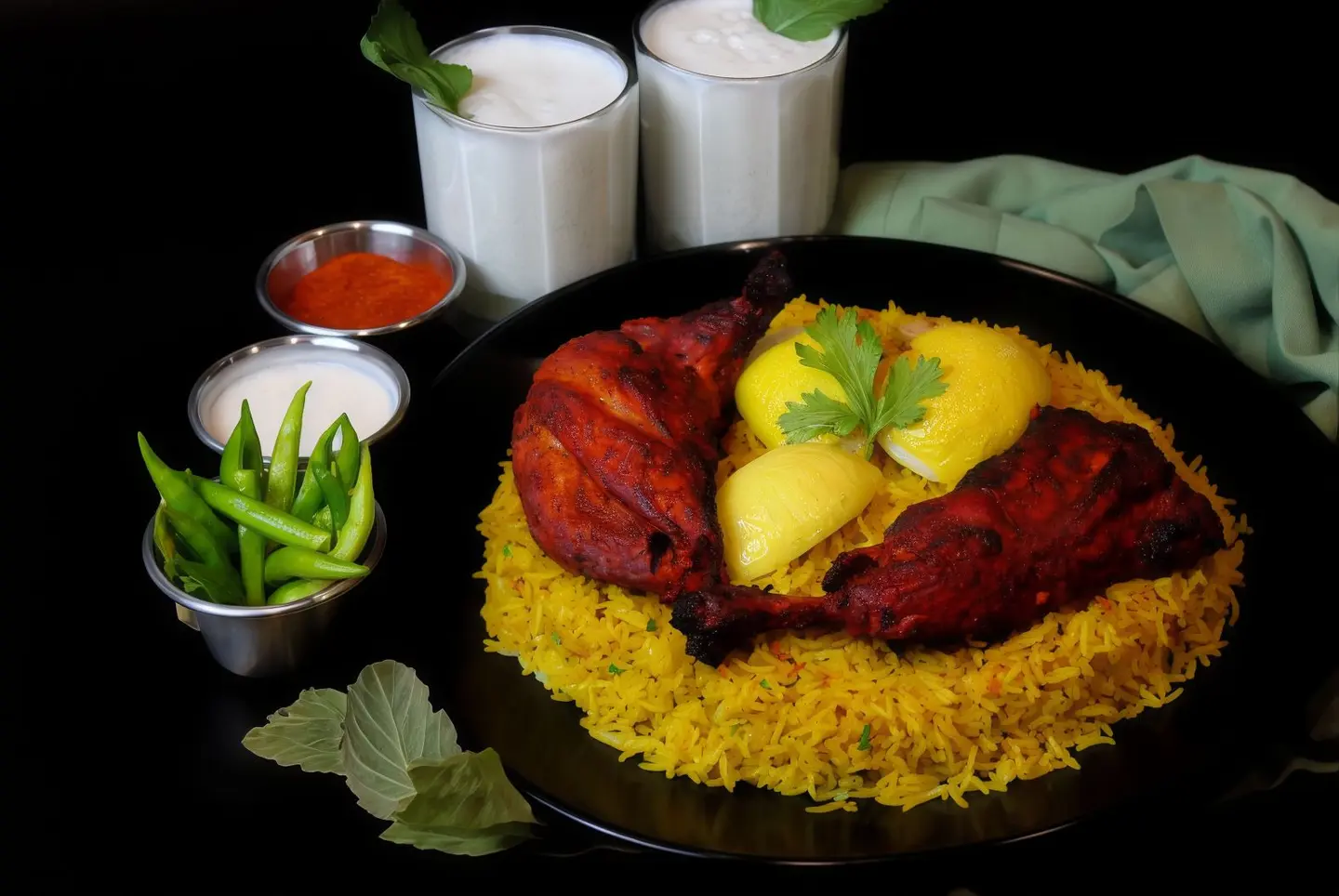 رز برياني مع نص دجاج تندور
