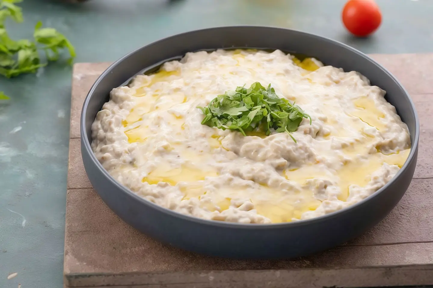 Mutabal With Yoghurt And Tahini