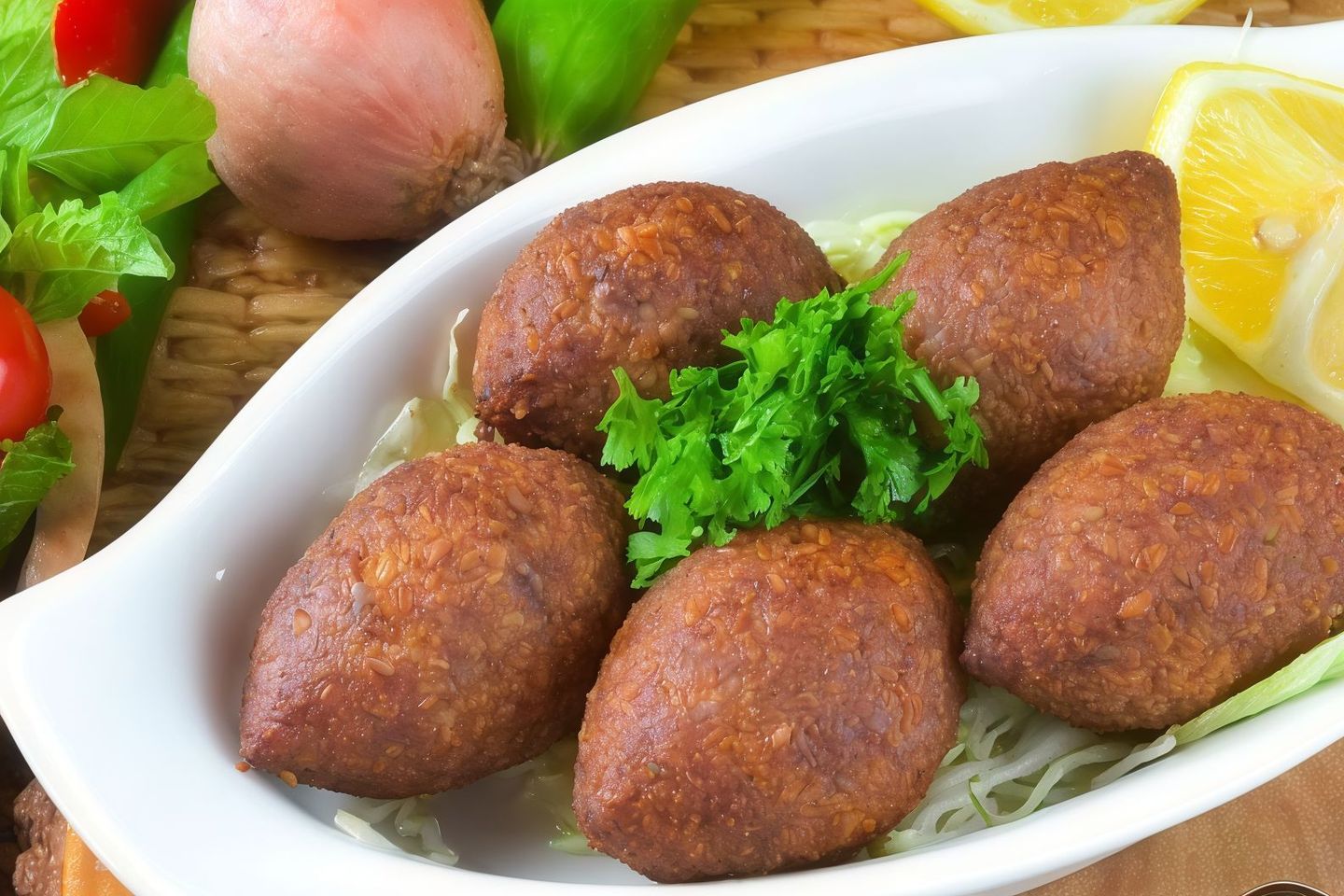 ٥ حبات كبة مقلية باللحم والصنوبر