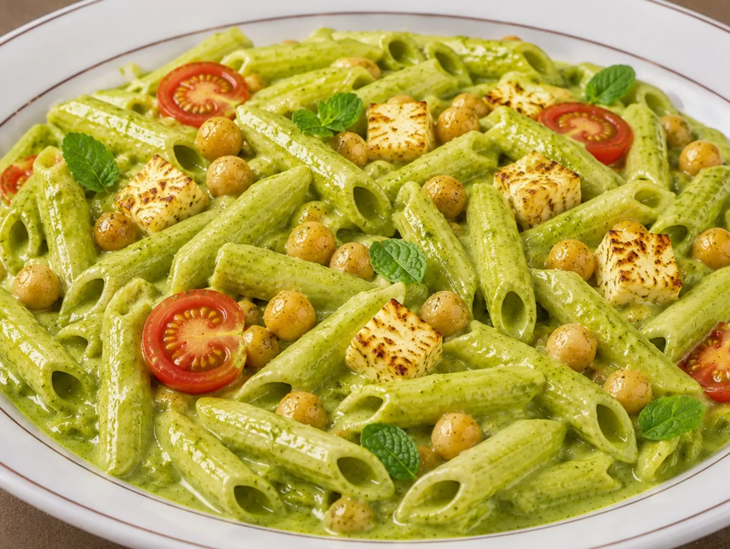 Pesto Paneer Penne Pasta