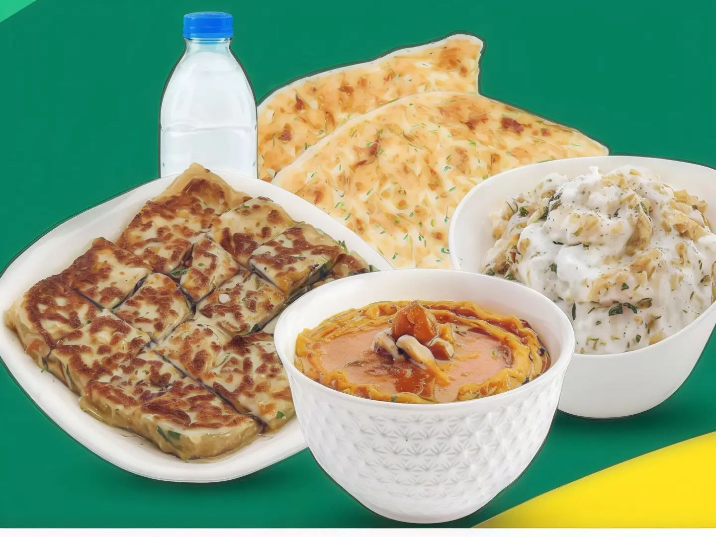 صحن قلابه سمن مع تميس مطبق مالح مع معصوب قشطه