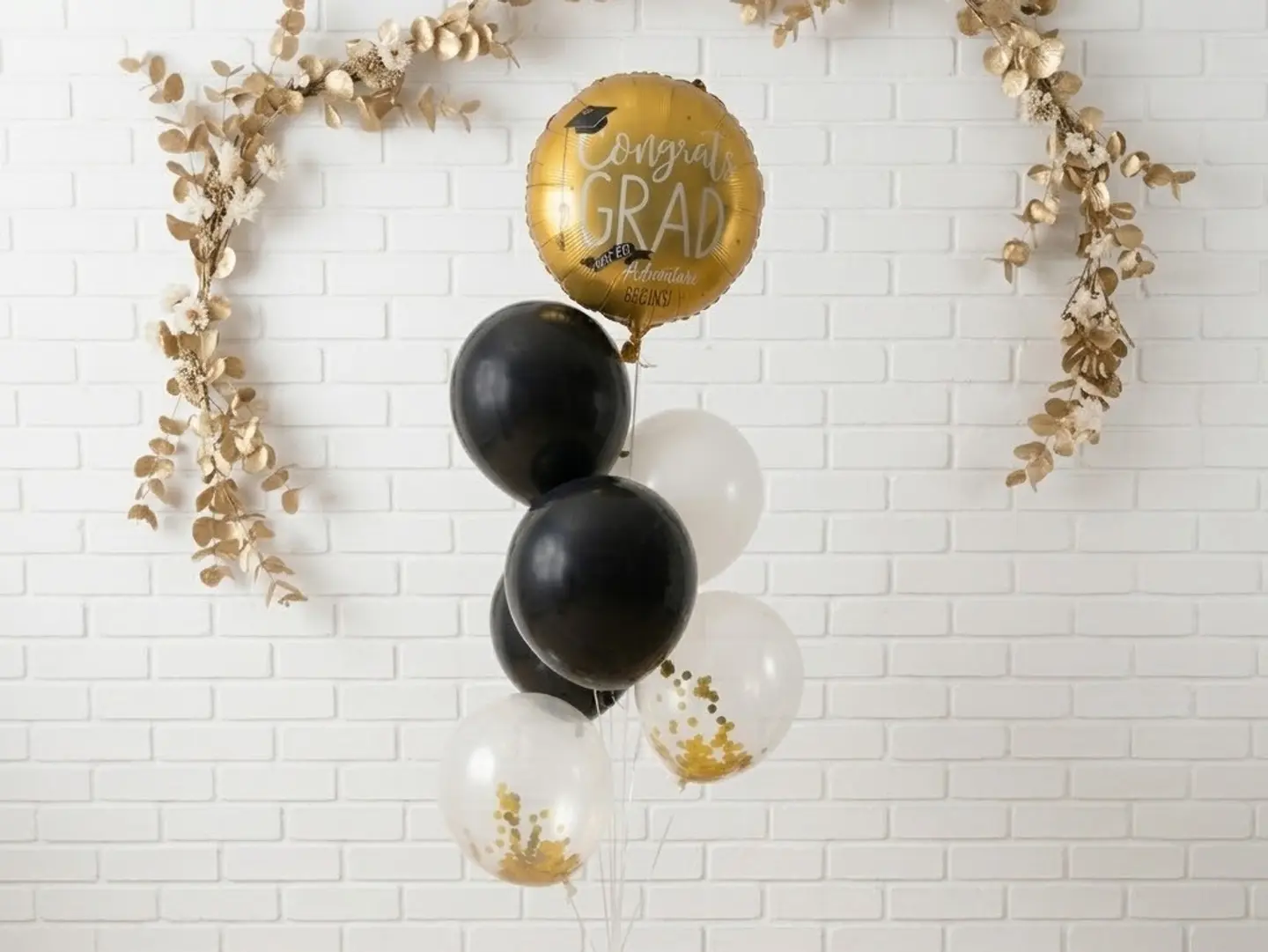 Black And Gold Graduation Balloon Bouquet