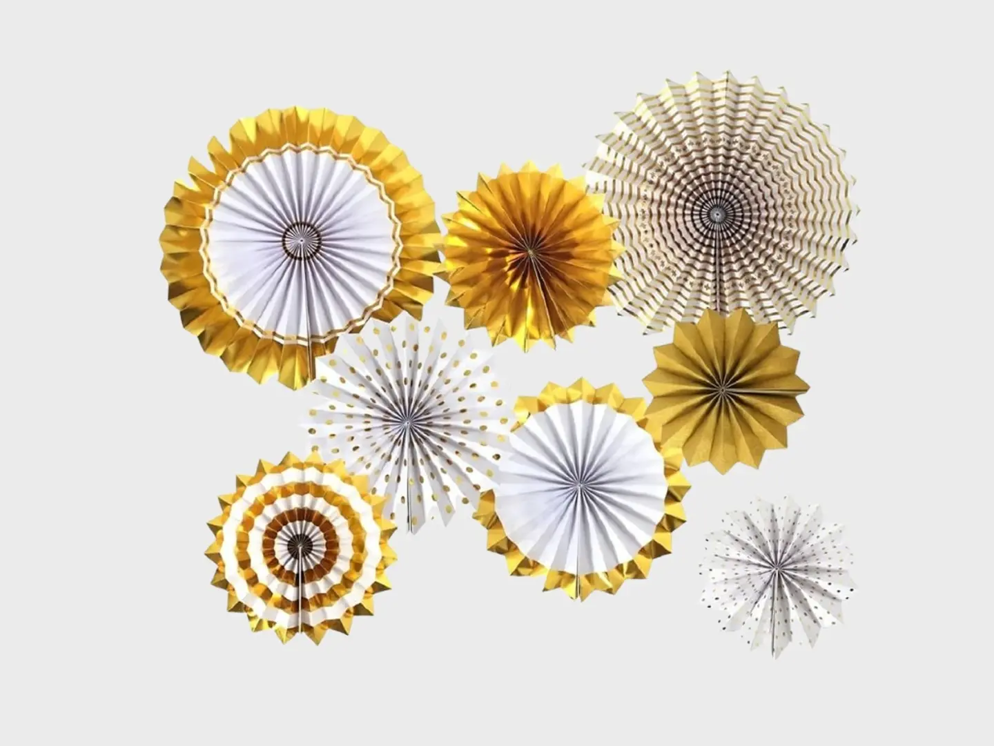 White And Gold Decorative Paper Fans