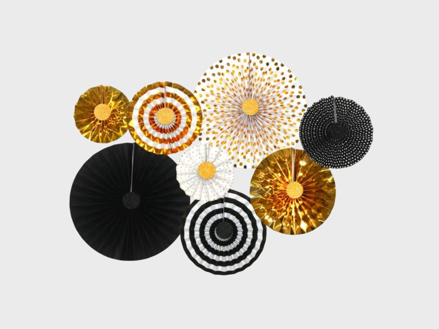 Black And Gold Decorative Paper Fans