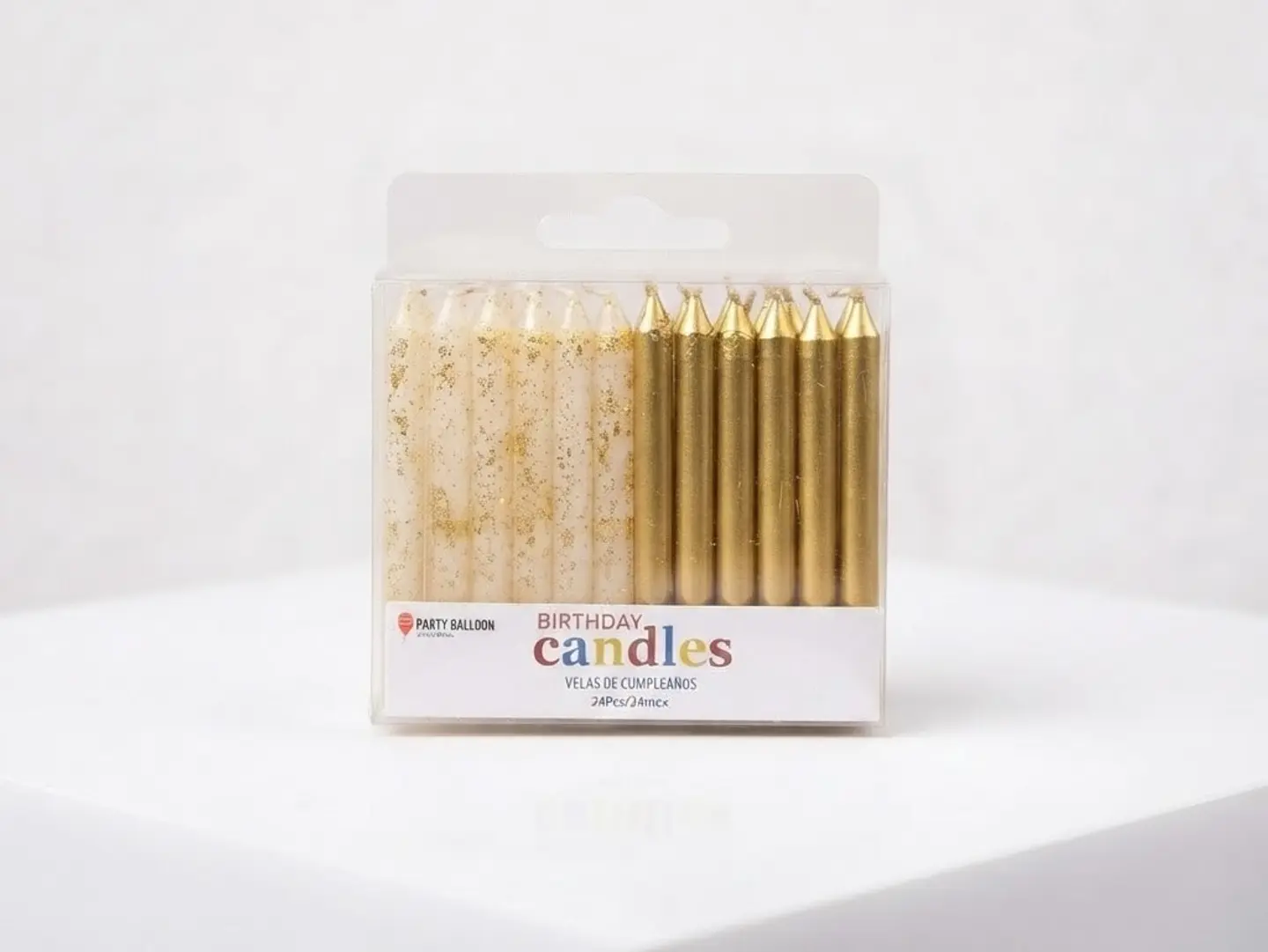 24pcs Gold Glitter Candle Set