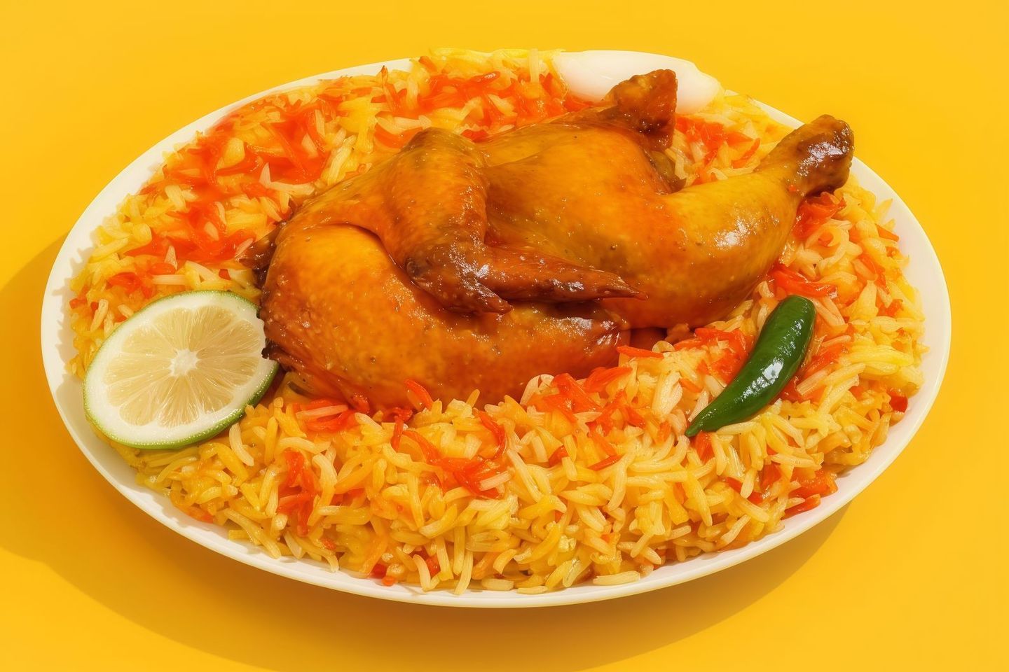 دجاج مندي.  - نص حبة دجاج
