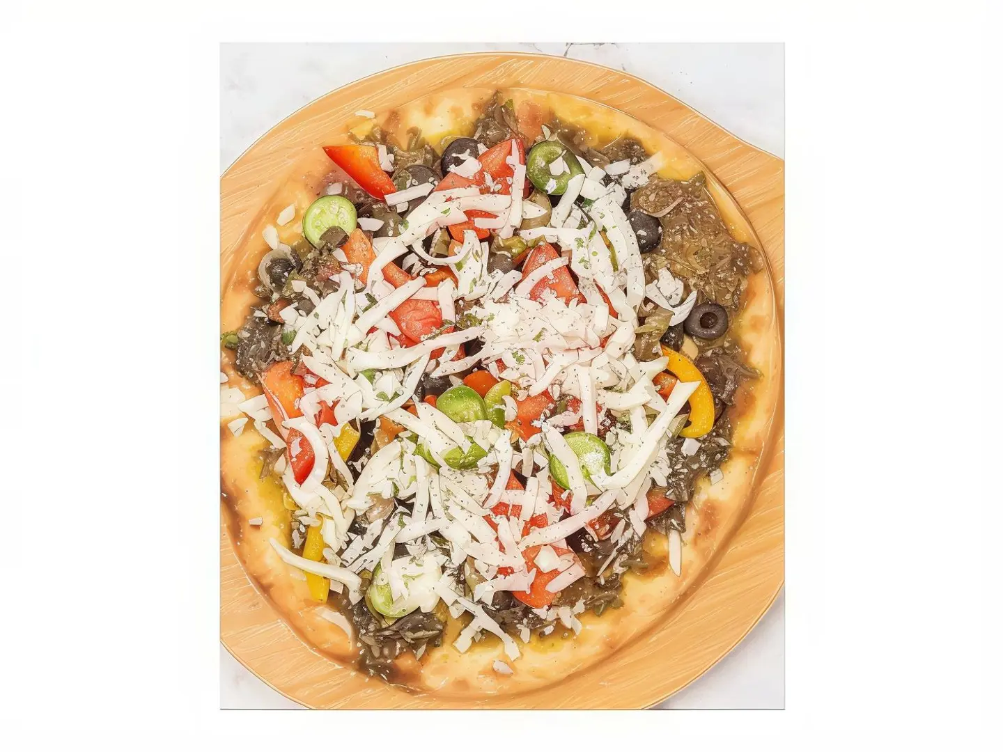 Manousheh With Thyme, Cheese And Vegetables