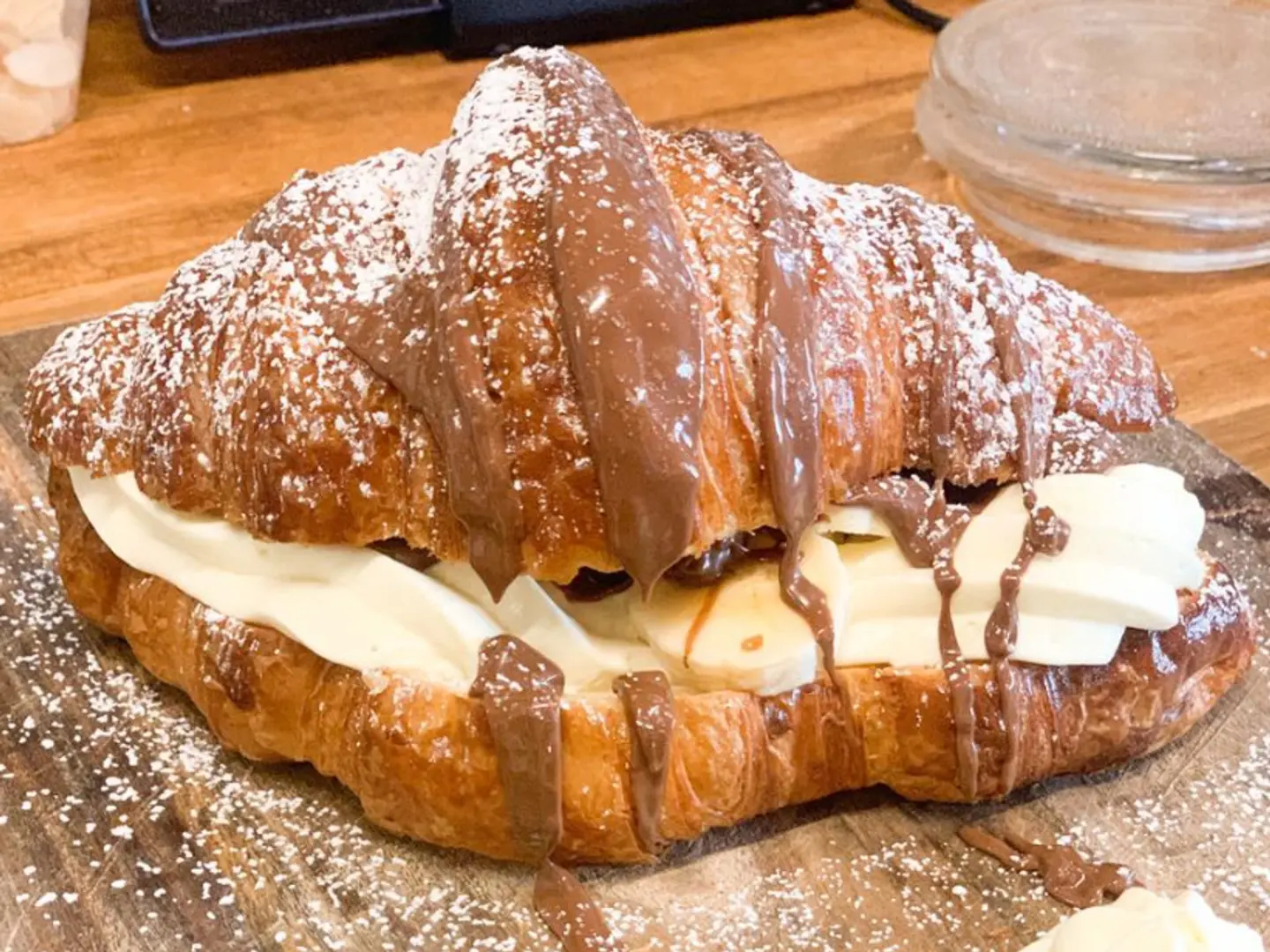Croissant With Ice Cream And Chocolate