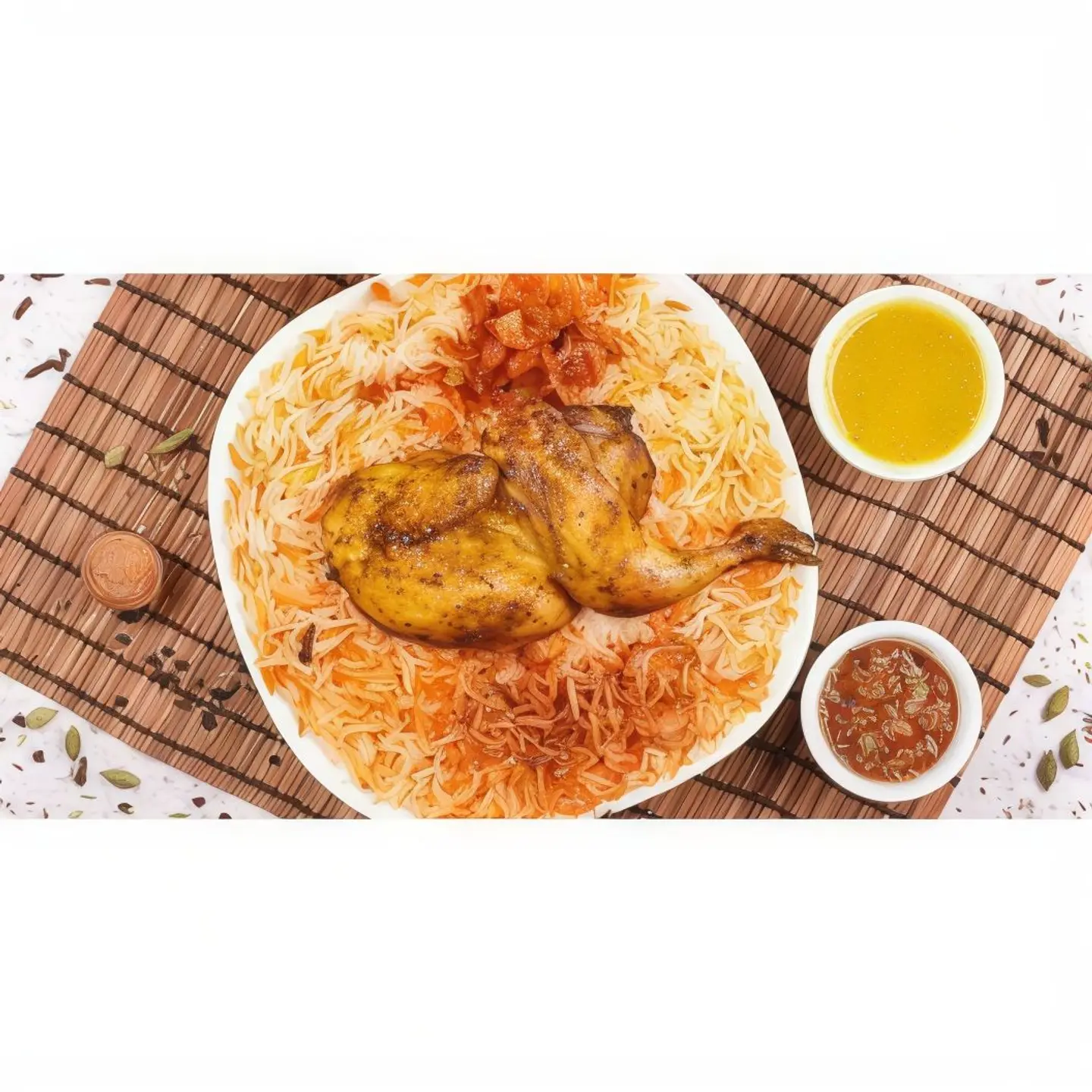 نصف دجاجة مندي مثلوثة
