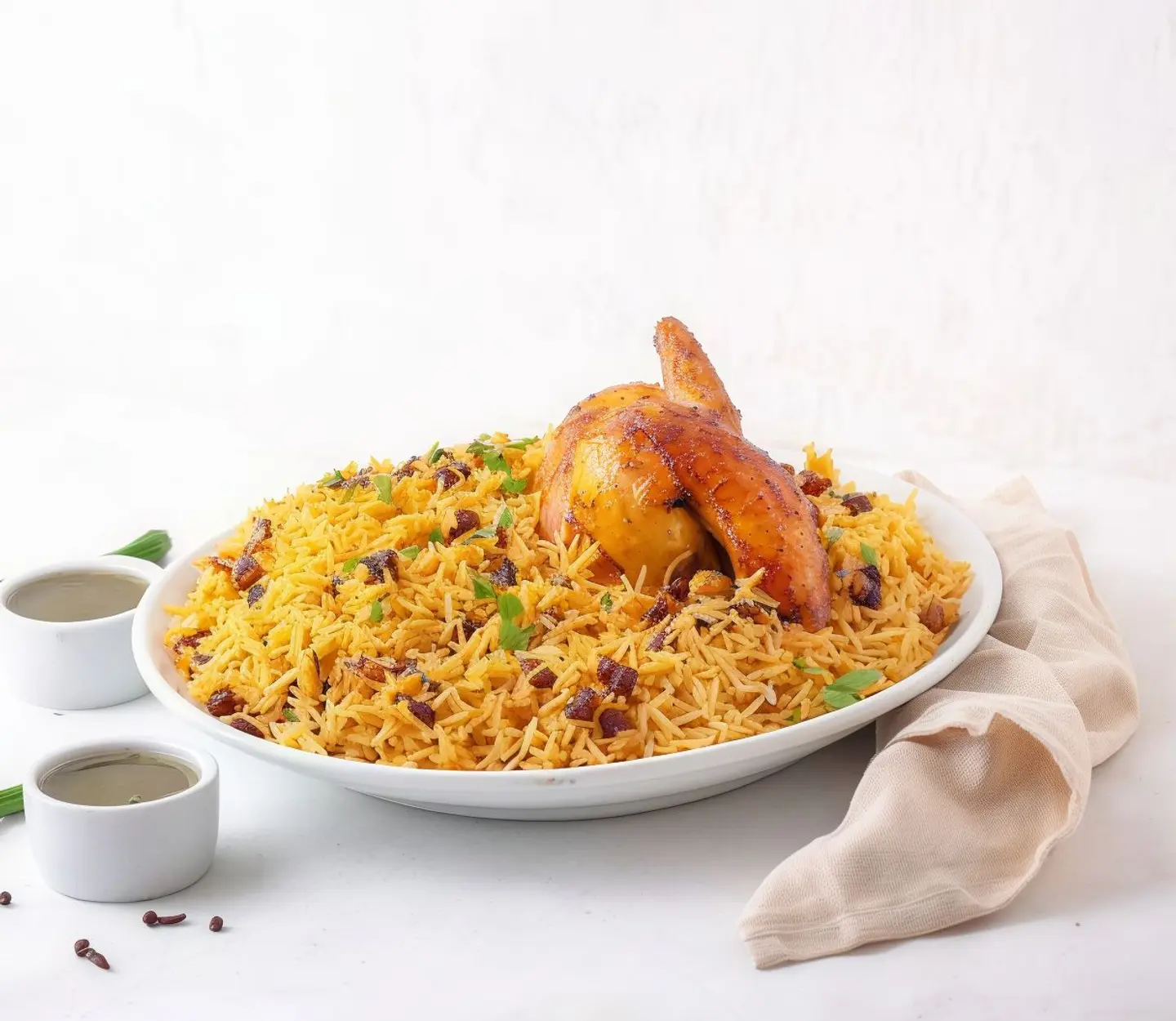 نصف دجاج شواية مع أرز بخاري