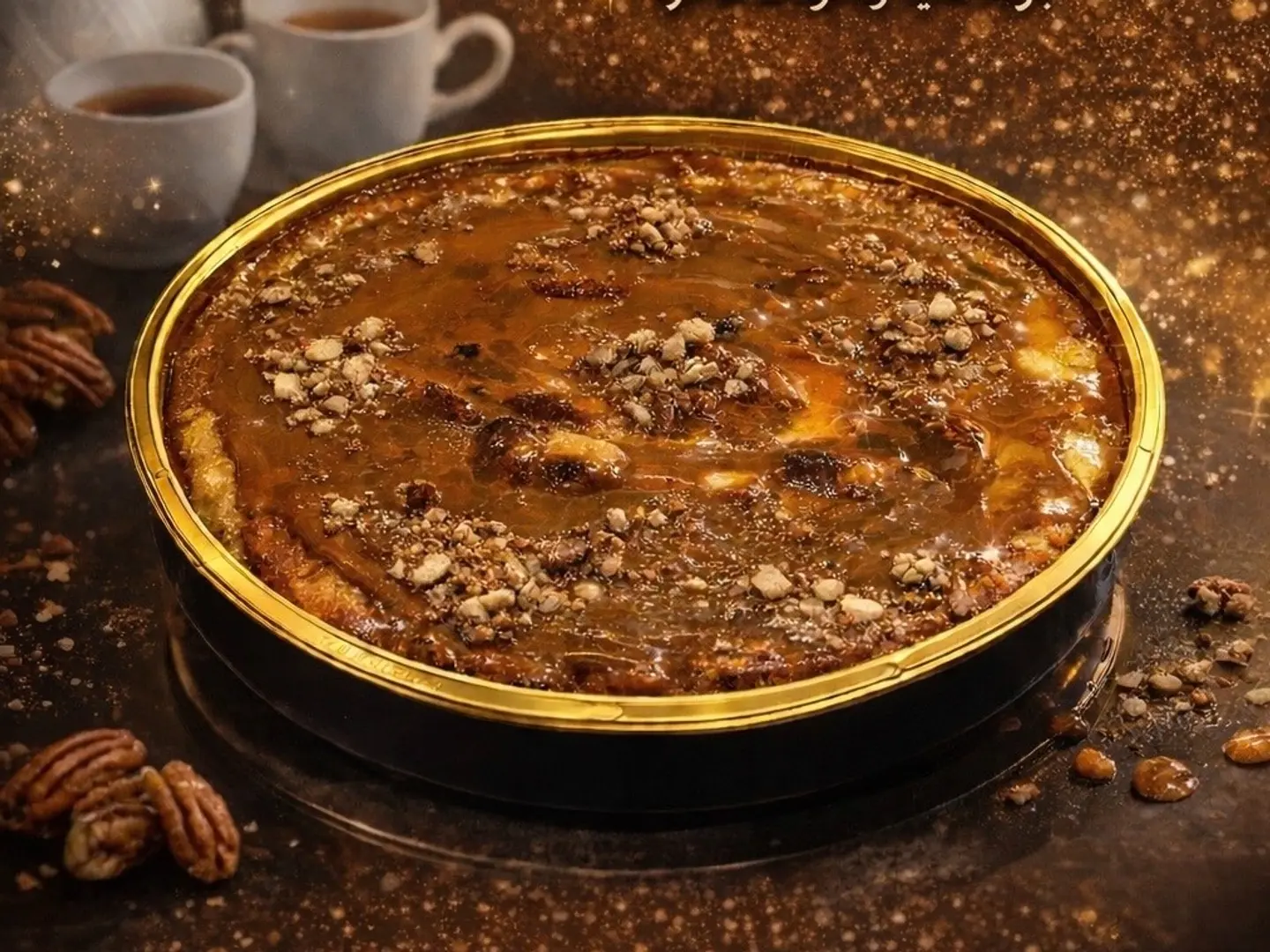 بسبوسة كراميل وبيكان (صينية حجم وسط)