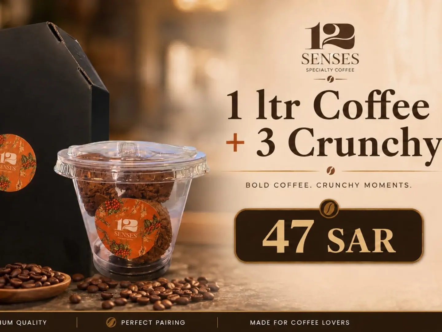 1 Liter Coffee + 3 Crunchy