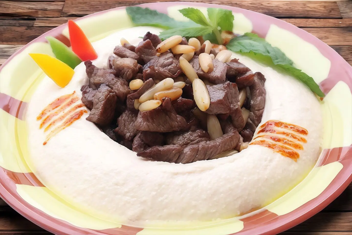 صحن حمص باللحمه