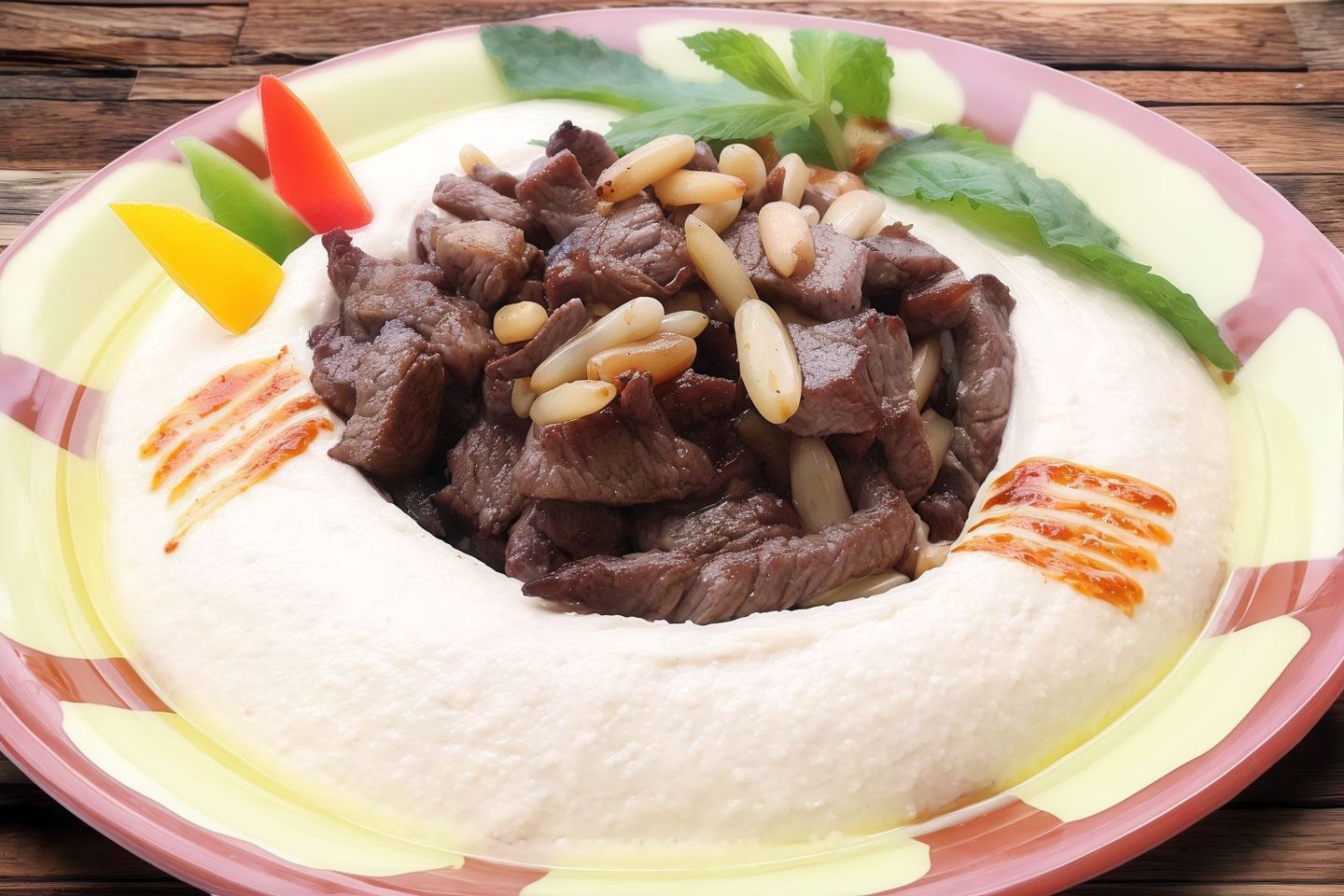 صحن حمص باللحمه