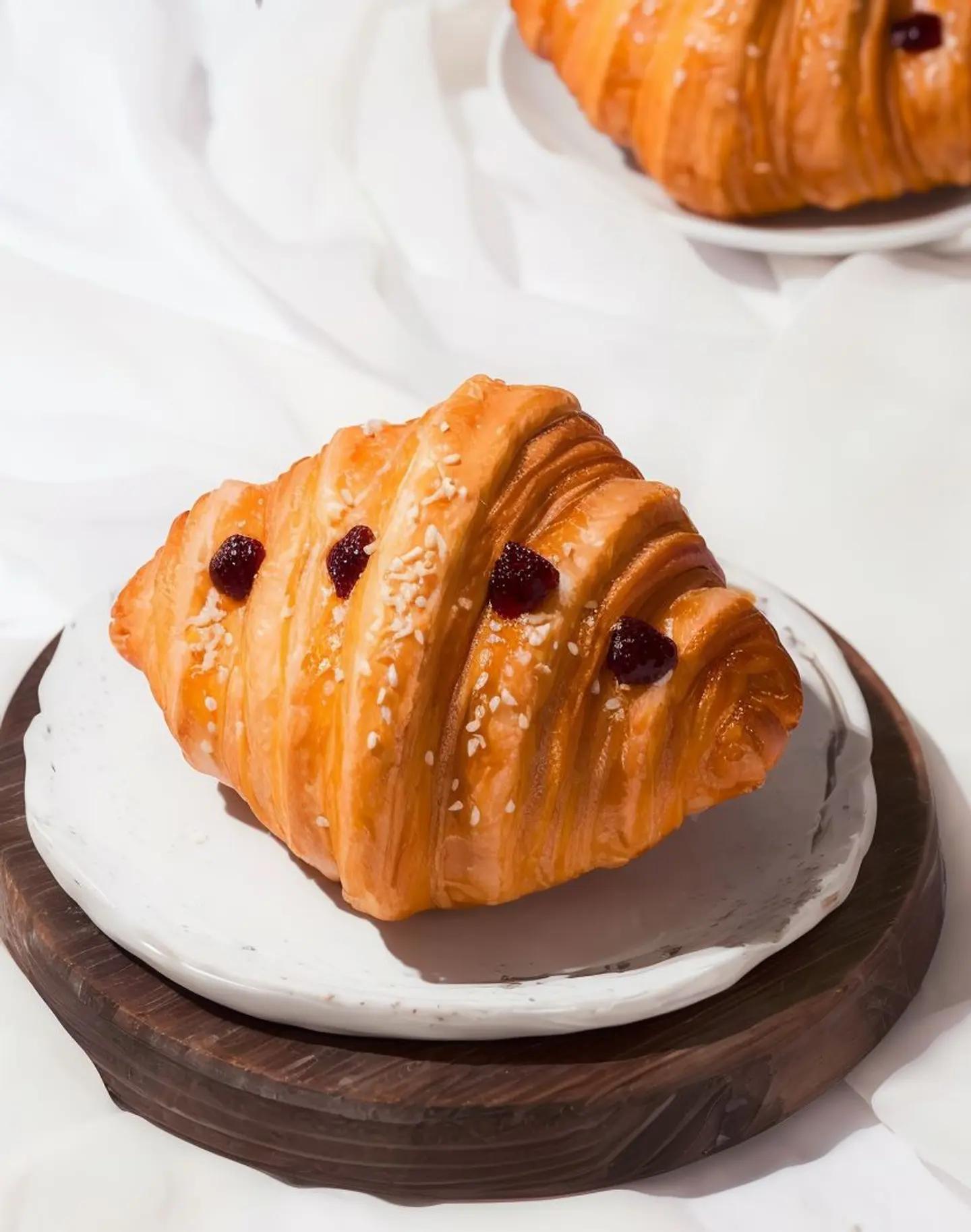 كراسون بالجبنة السويسرية وصوص الفراولة