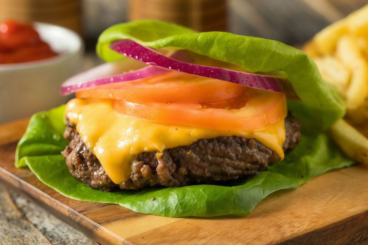 Classic Beef Burger With Lettuce Keto Diet 144 Cal