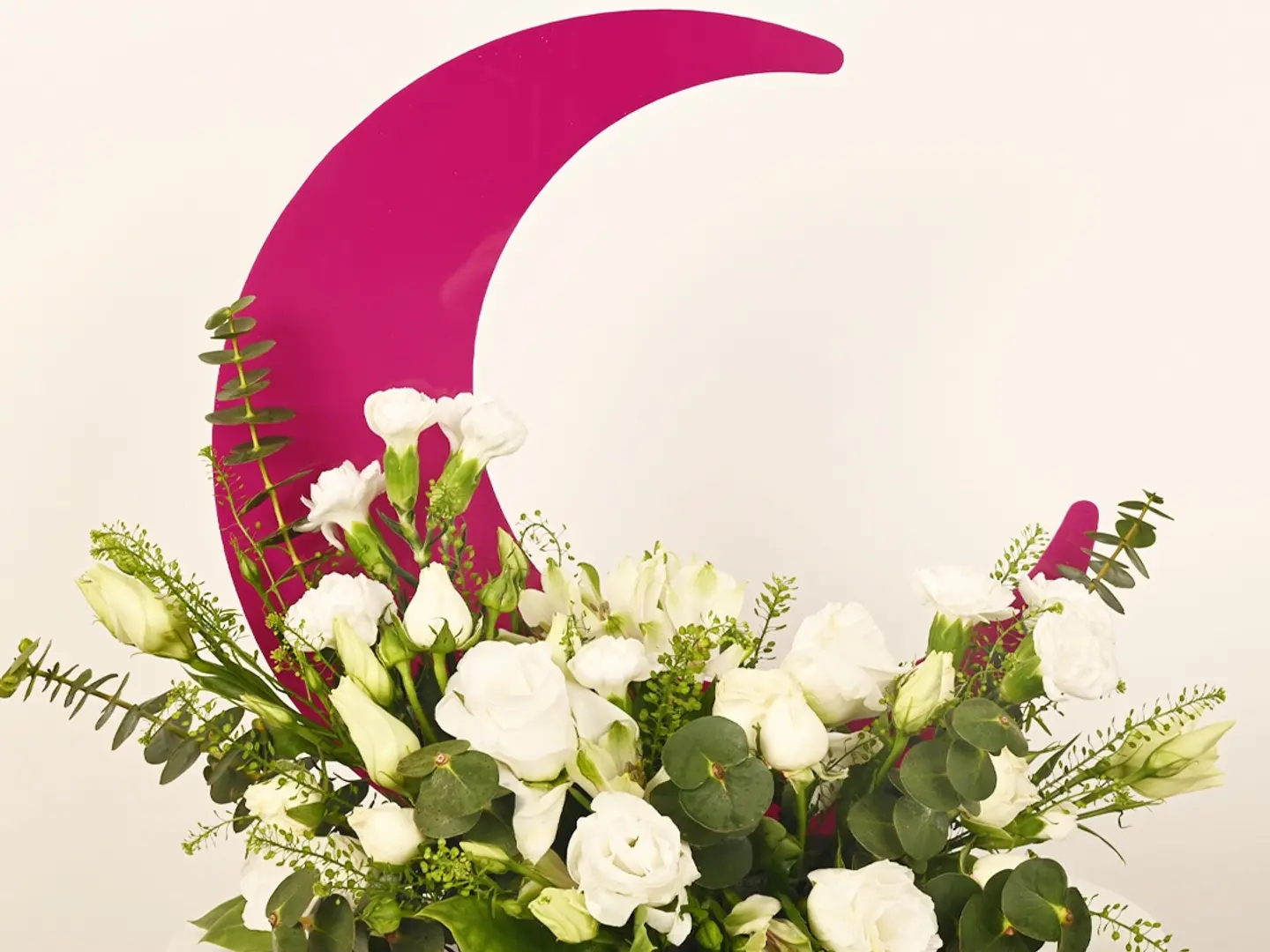 Acrylic Moon With Fresh Flowers