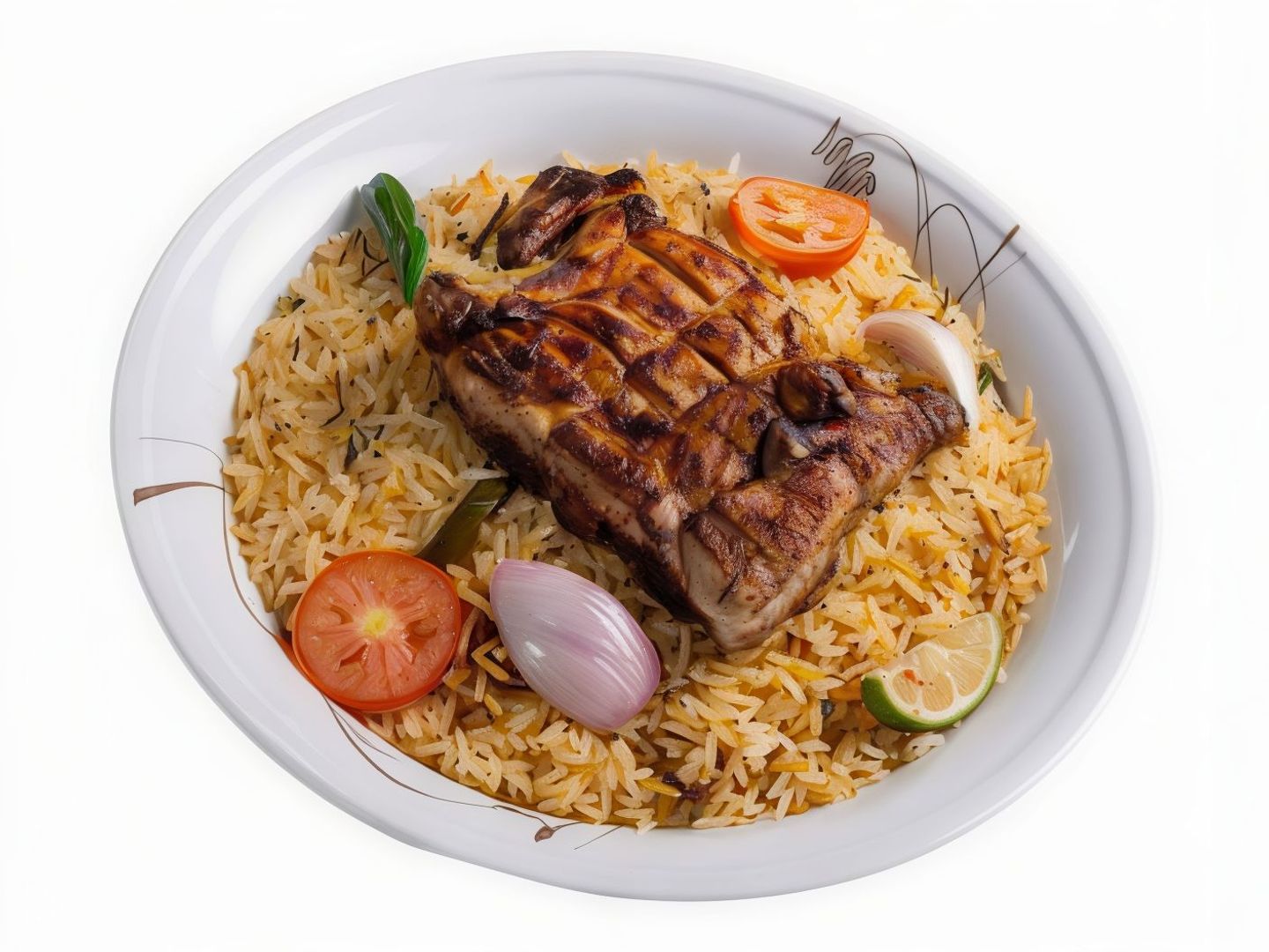 Half Chicken On Charcoal With Rice