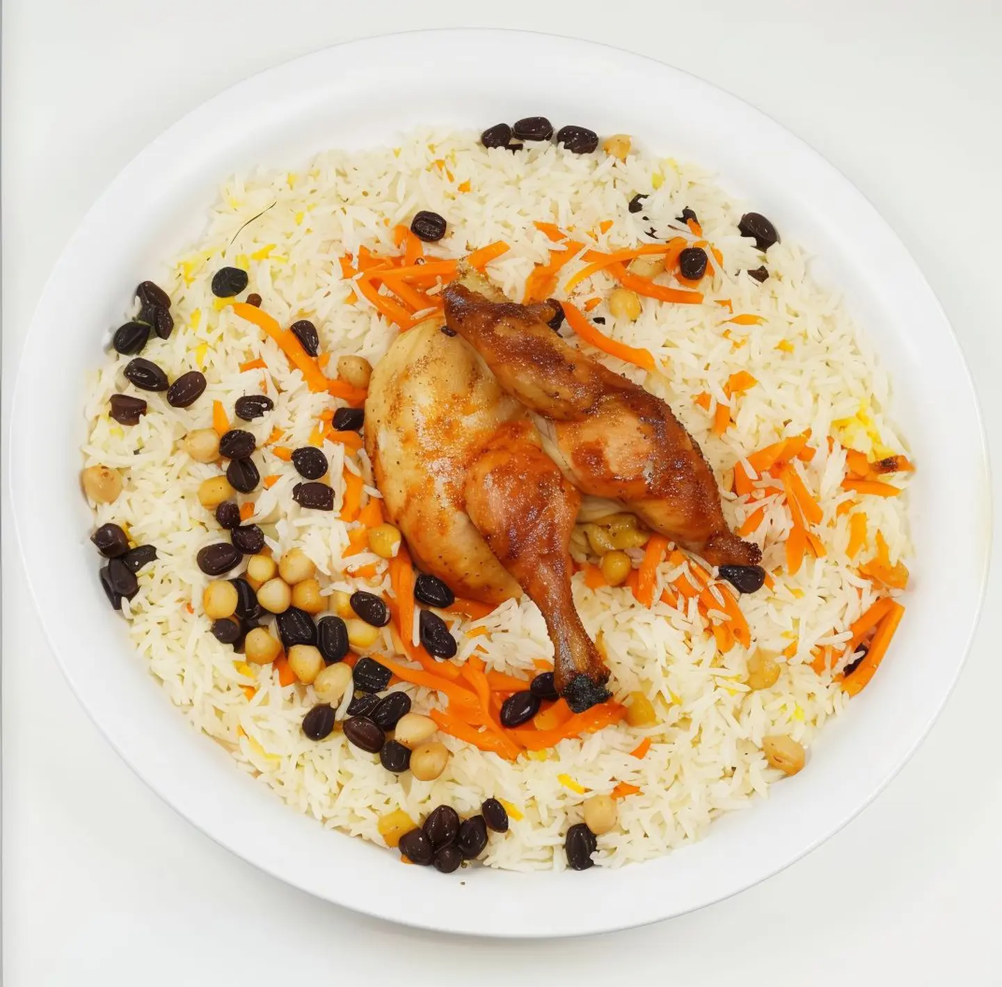 نصف دجاج شواية مع رز بشاور