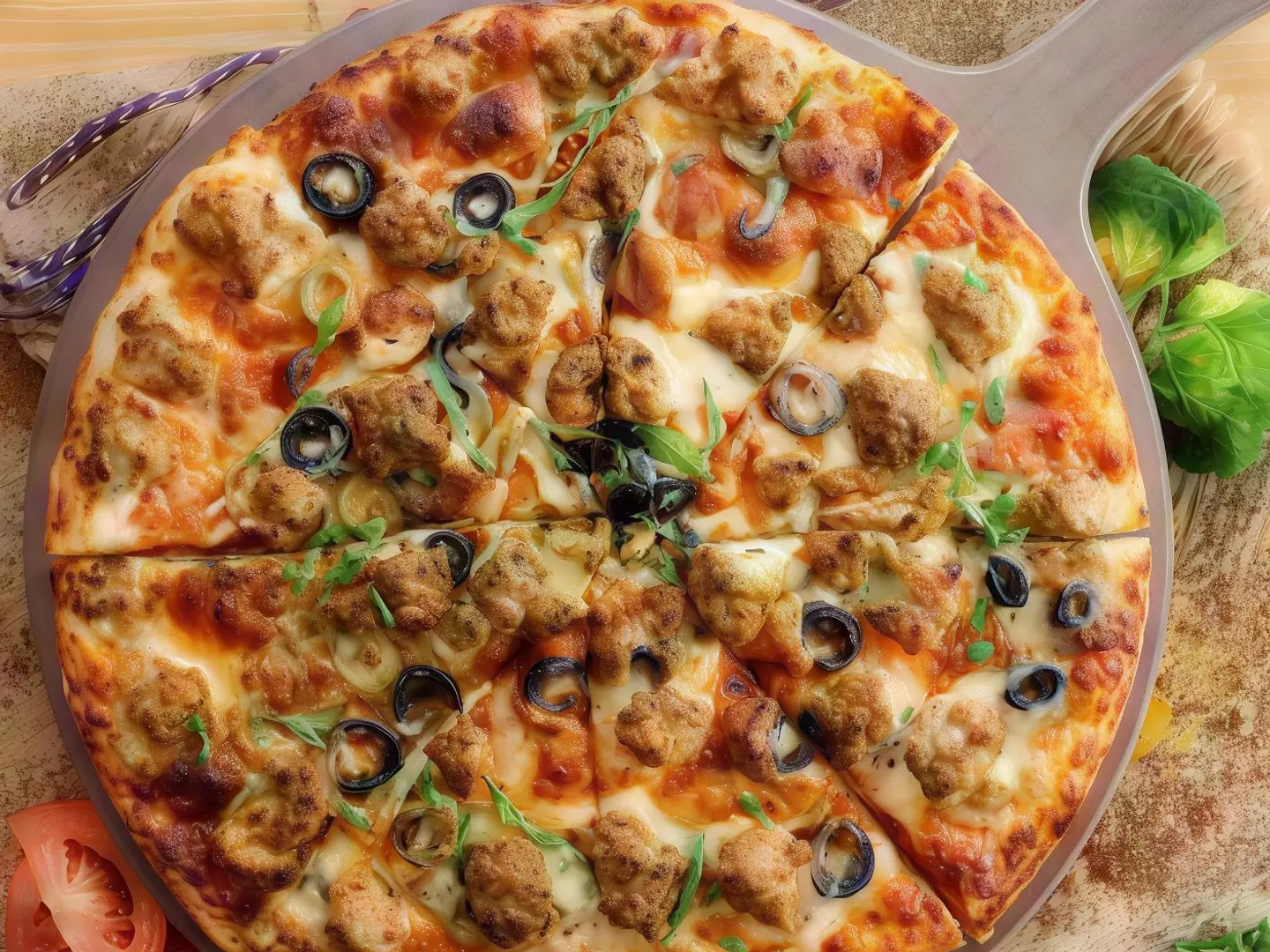 Mixed Pizza With Small Meat