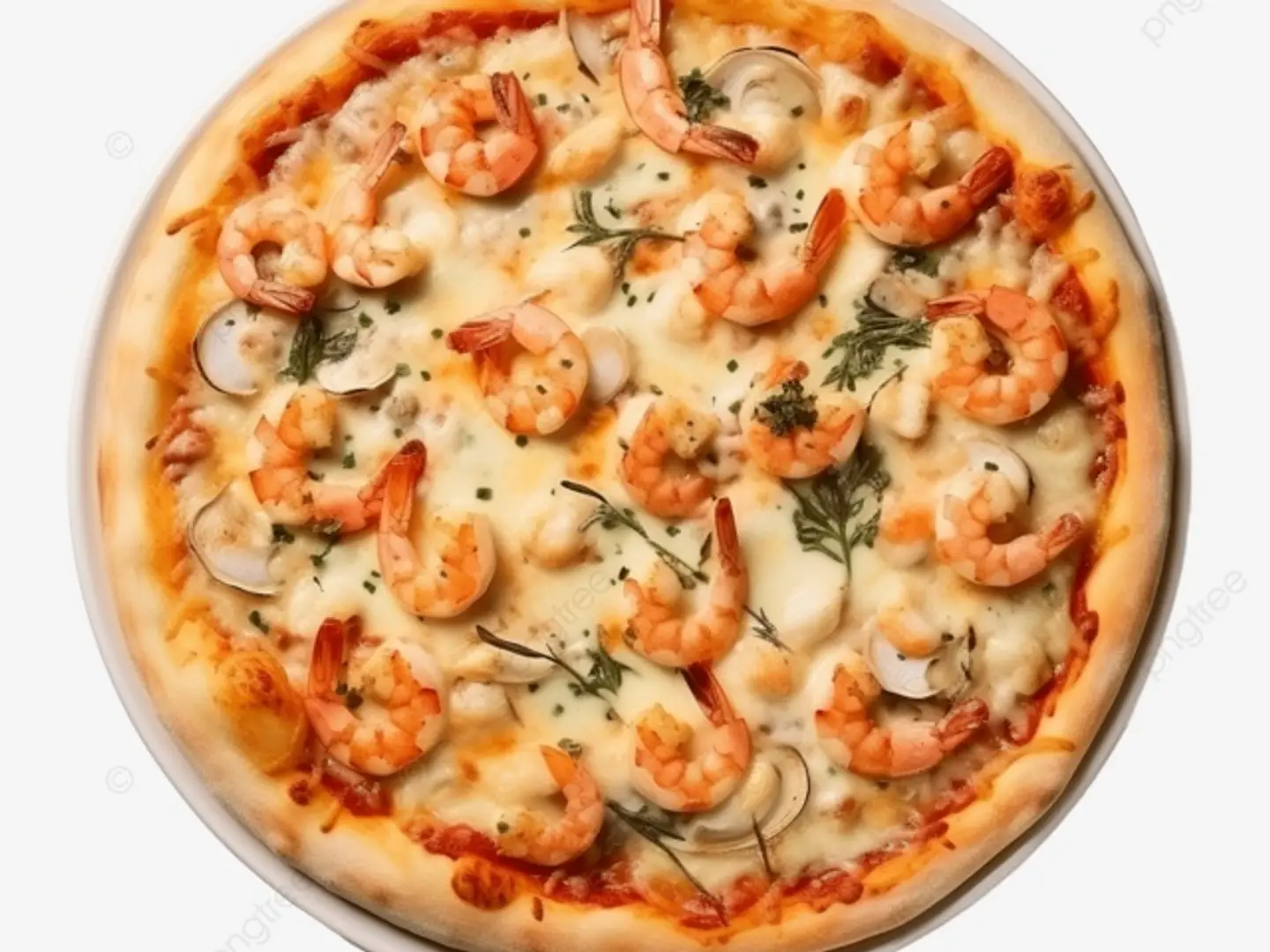 بيتزا ربيان مع الخضار وسط