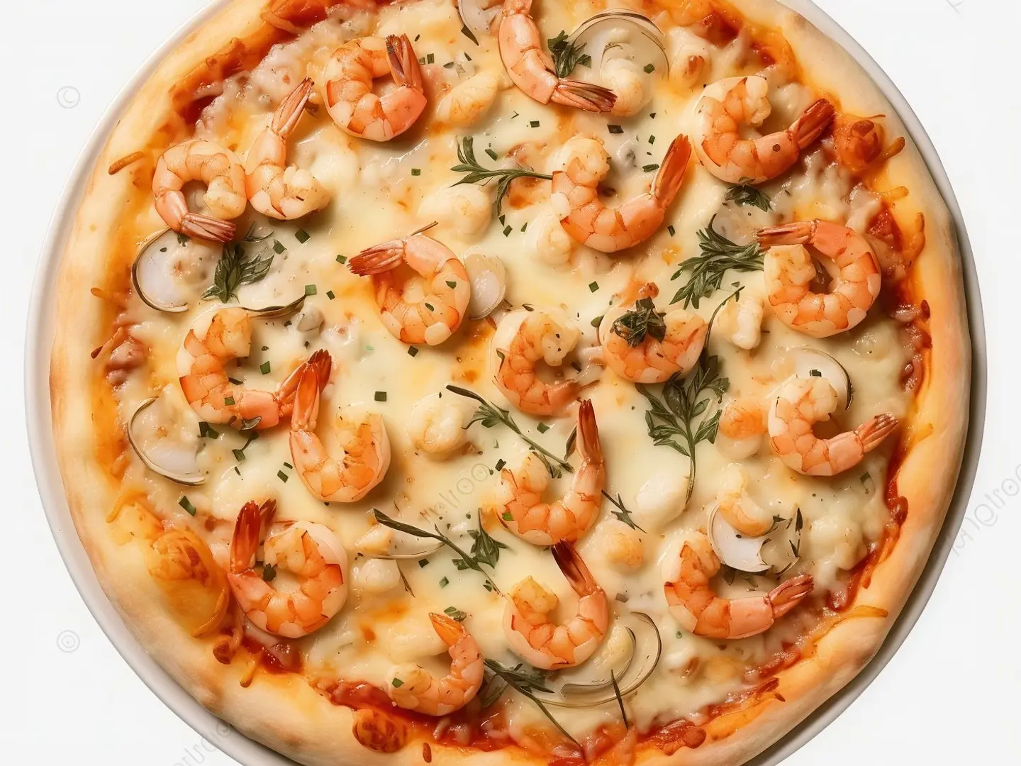 Plain Shrimp Pizza, Medium Size